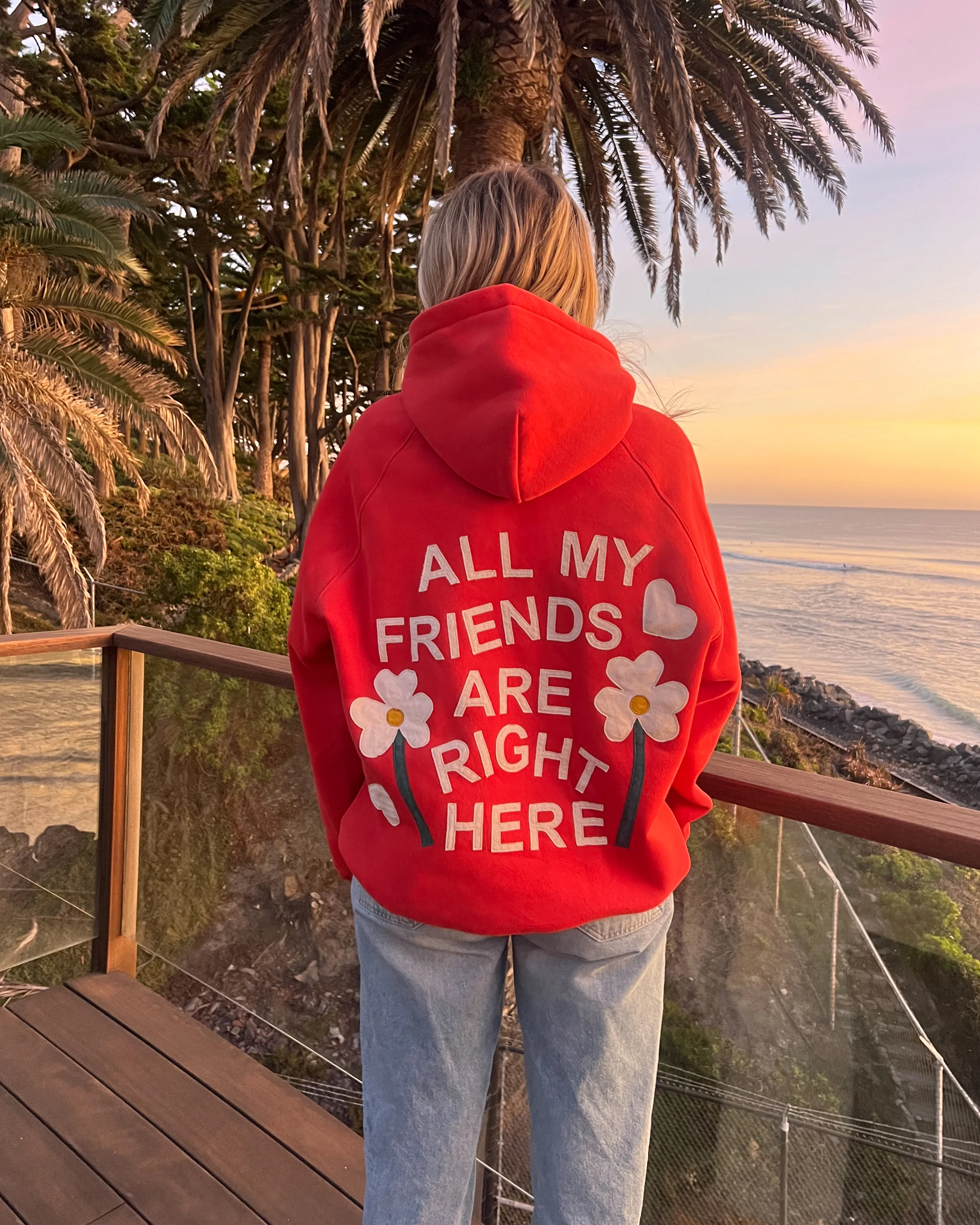 "All my Friends" Oversized Lux Hoodie in Red - Image 11