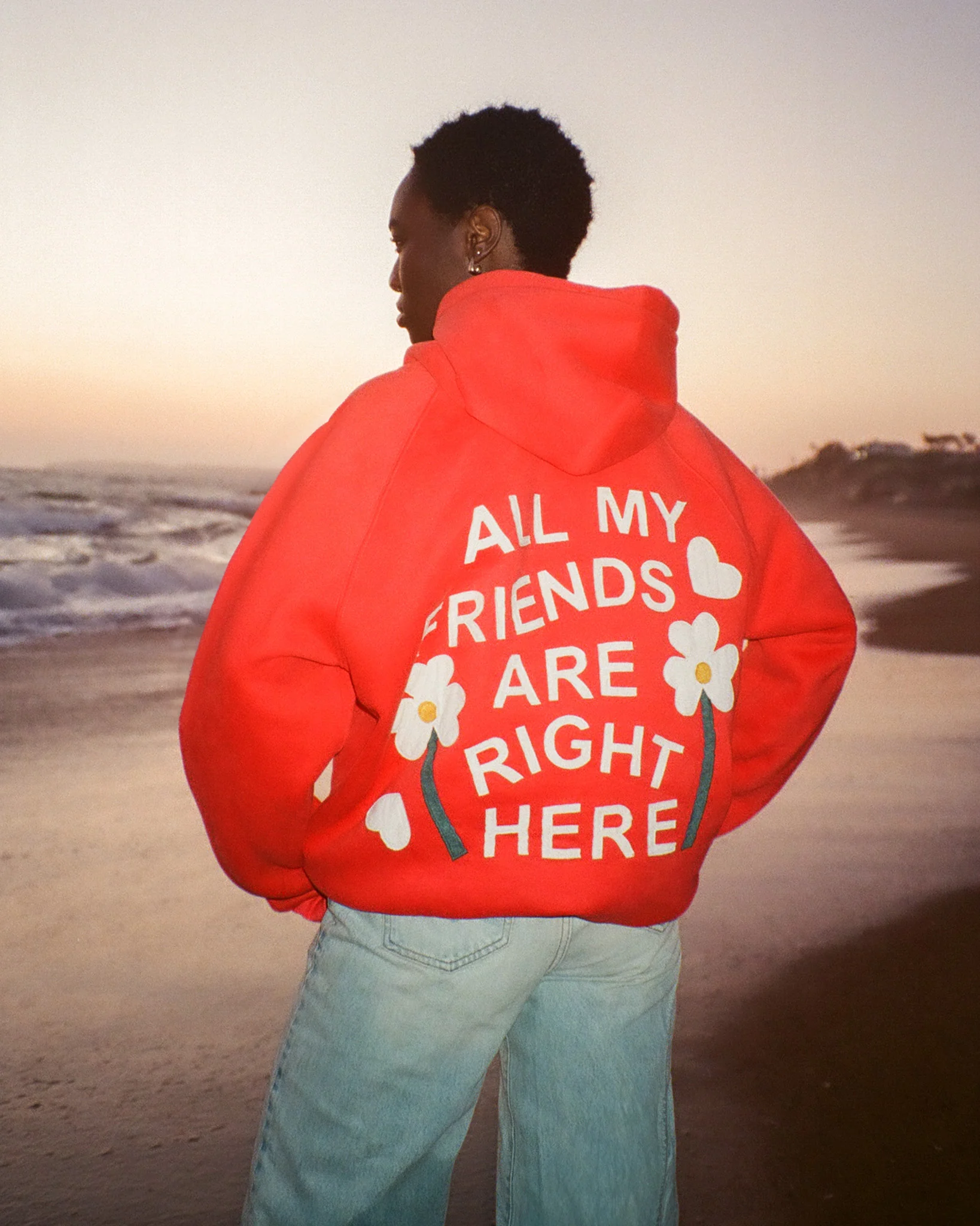 "All my Friends" Oversized Lux Hoodie in Red - Image 5