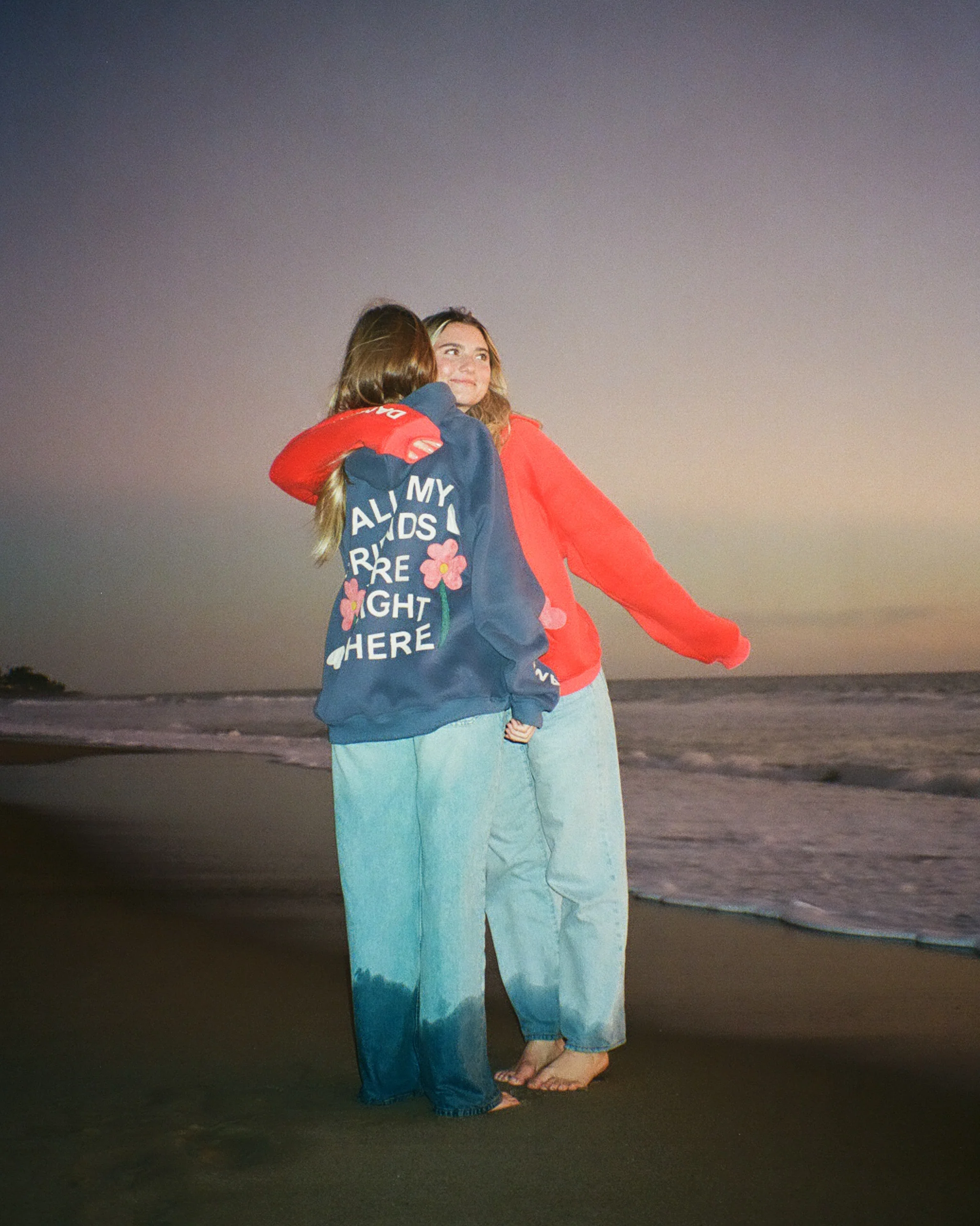 "All my Friends" Oversized Lux Hoodie in Blue - Image 3