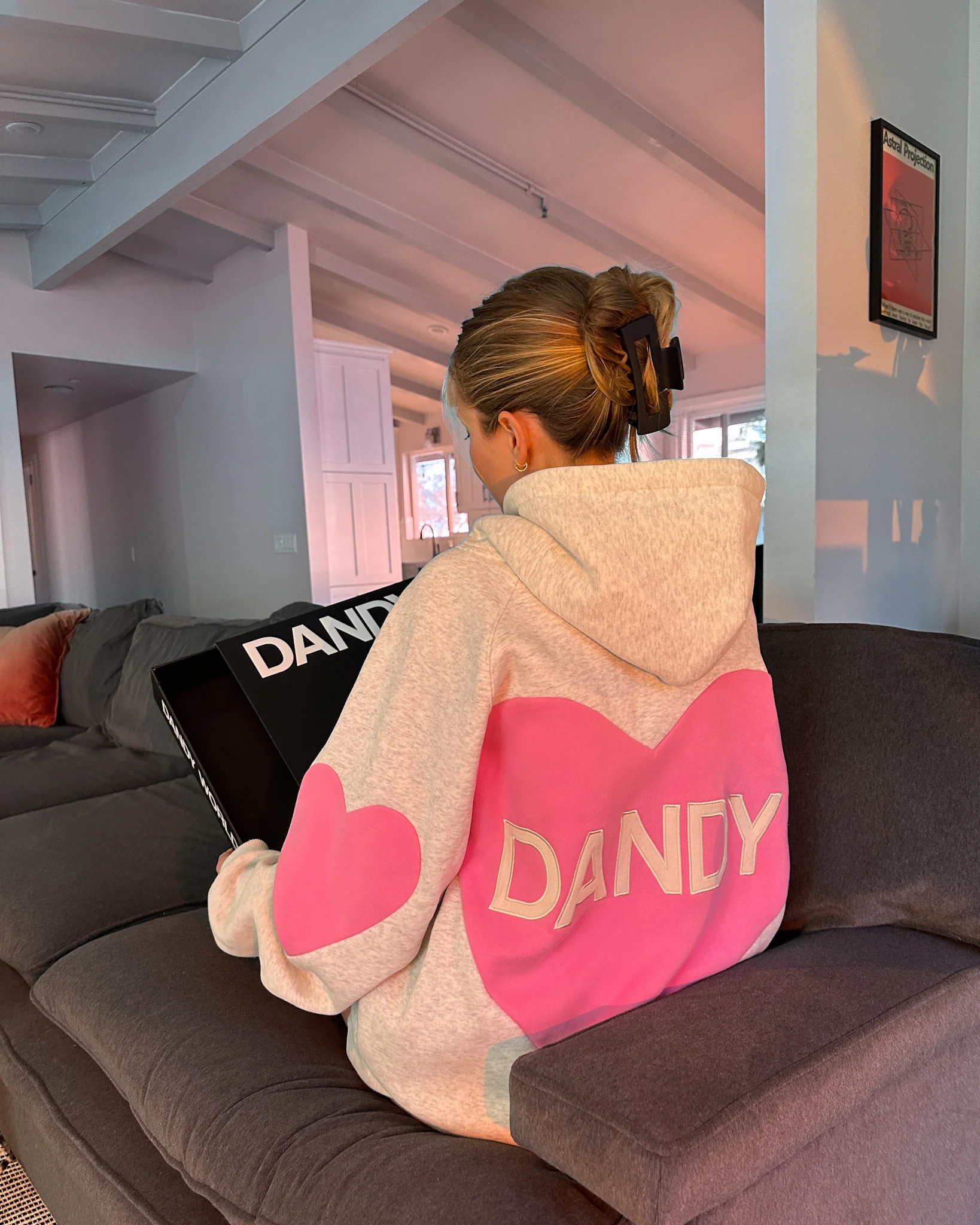 "Big Heart" Oversized Lux Hoodie in Heather Gray - Image 3