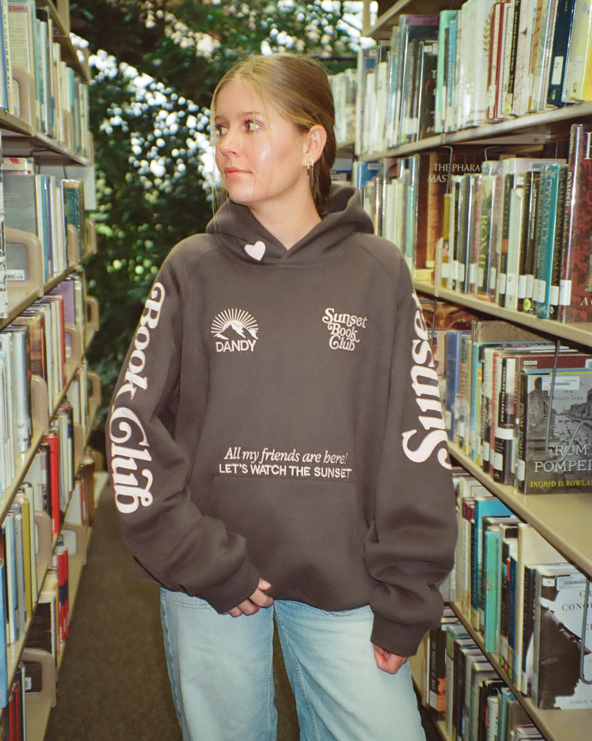"Book Club" Oversized Lux Hoodie in Charcoal Gray - Image 4