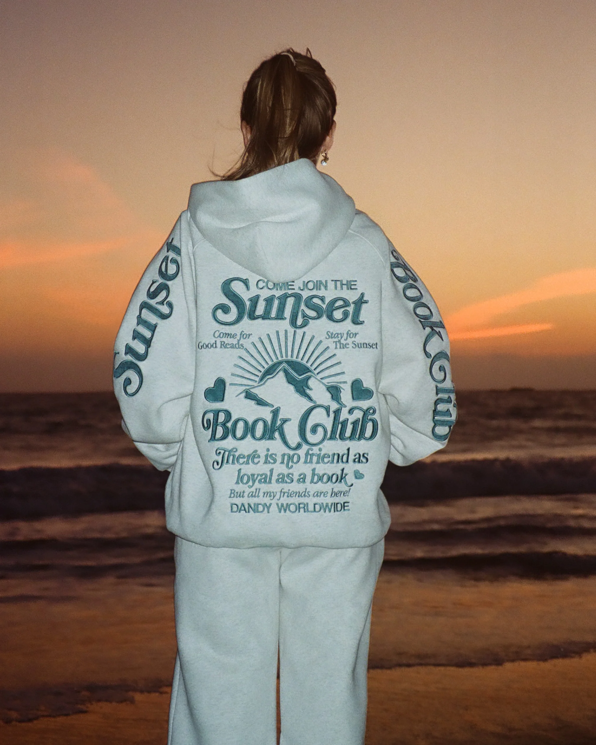 "Book Club" Oversized Lux Hoodie in Heather Gray and Blue - Image 10