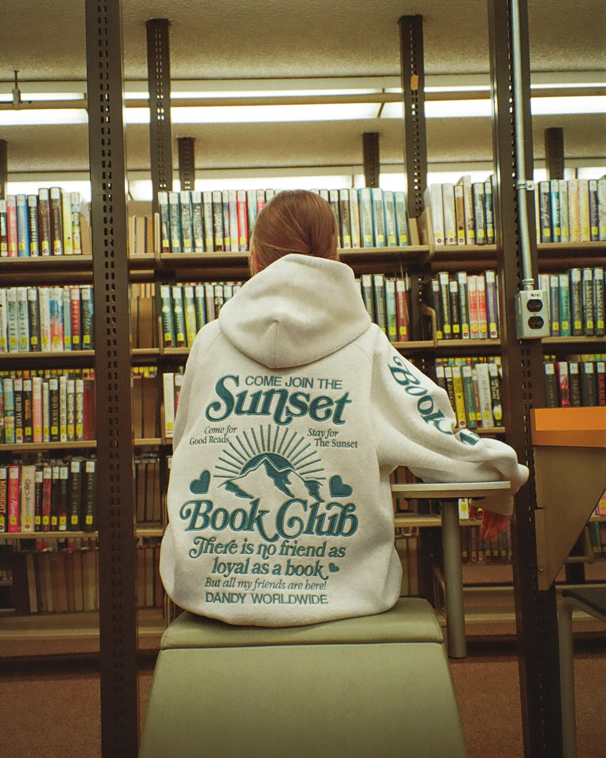 "Book Club" Oversized Lux Hoodie in Heather Gray and Blue - Image 11