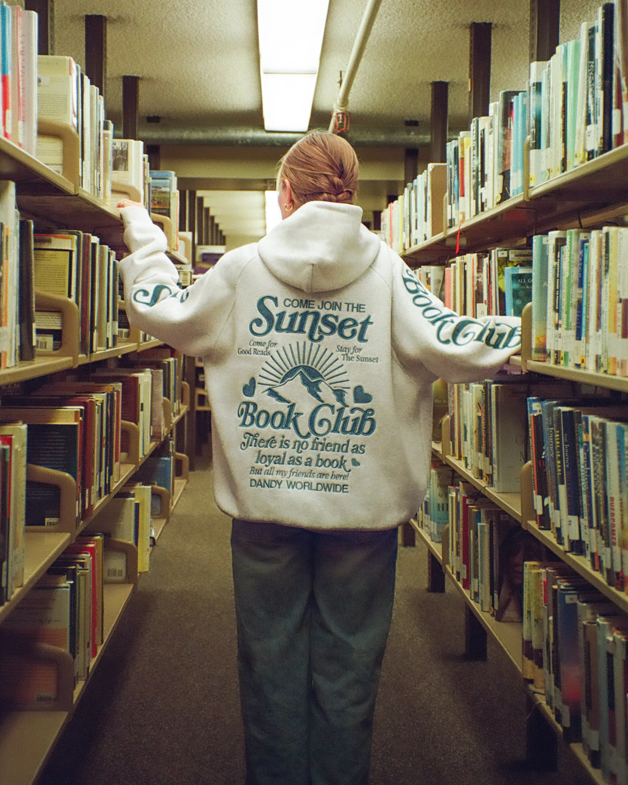 "Book Club" Oversized Lux Hoodie in Heather Gray and Blue - Image 12