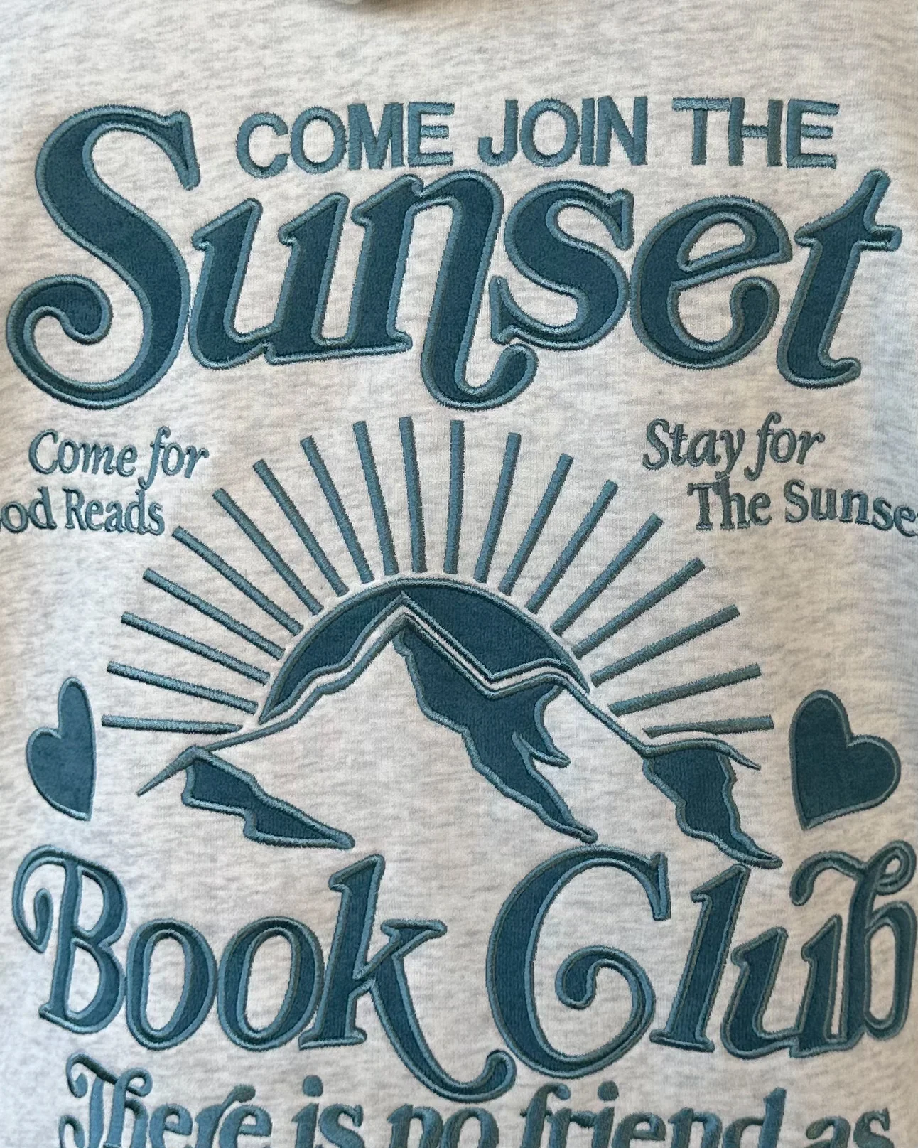 "Book Club" Oversized Lux Hoodie in Heather Gray and Blue - Image 13