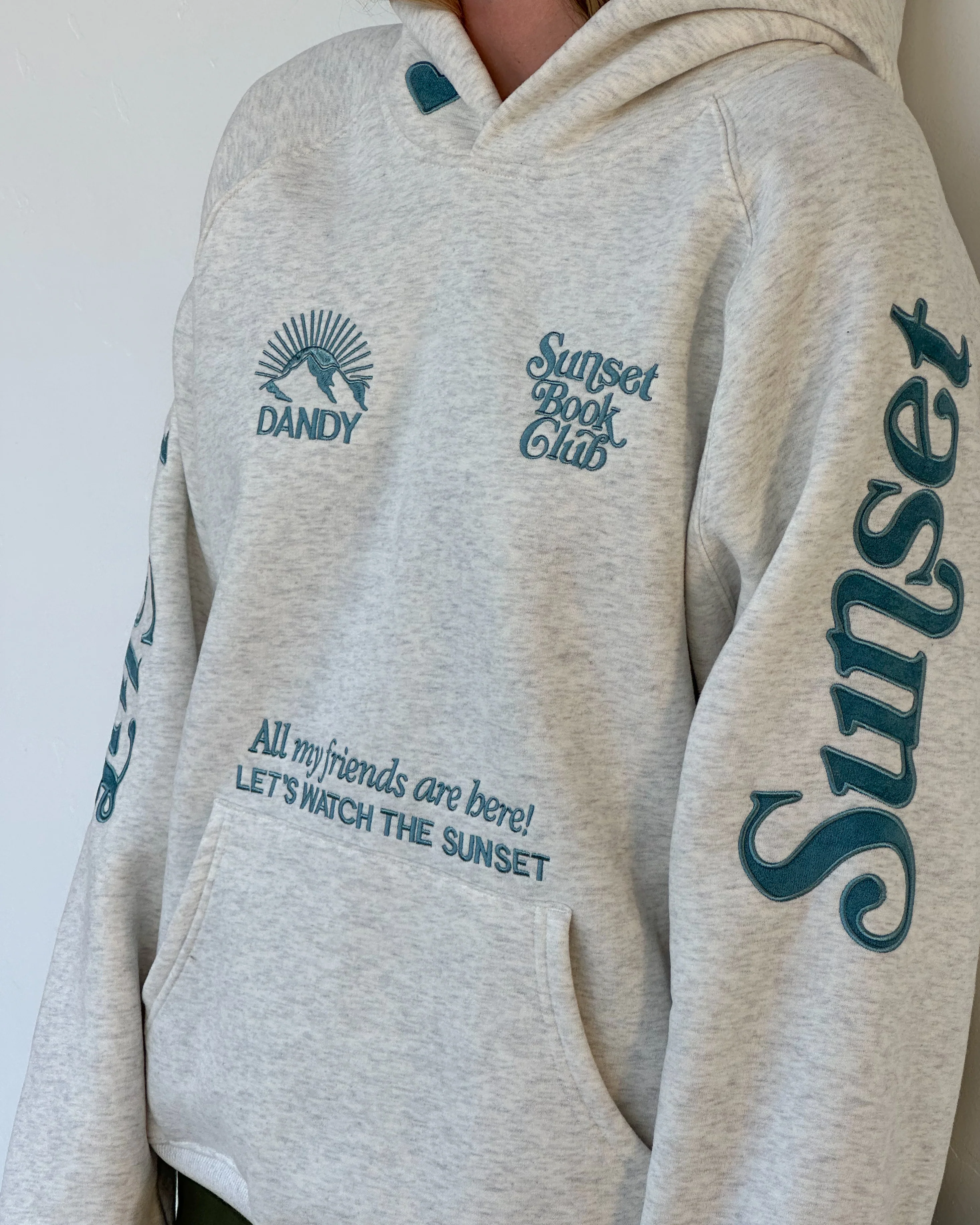 "Book Club" Oversized Lux Hoodie in Heather Gray and Blue - Image 18