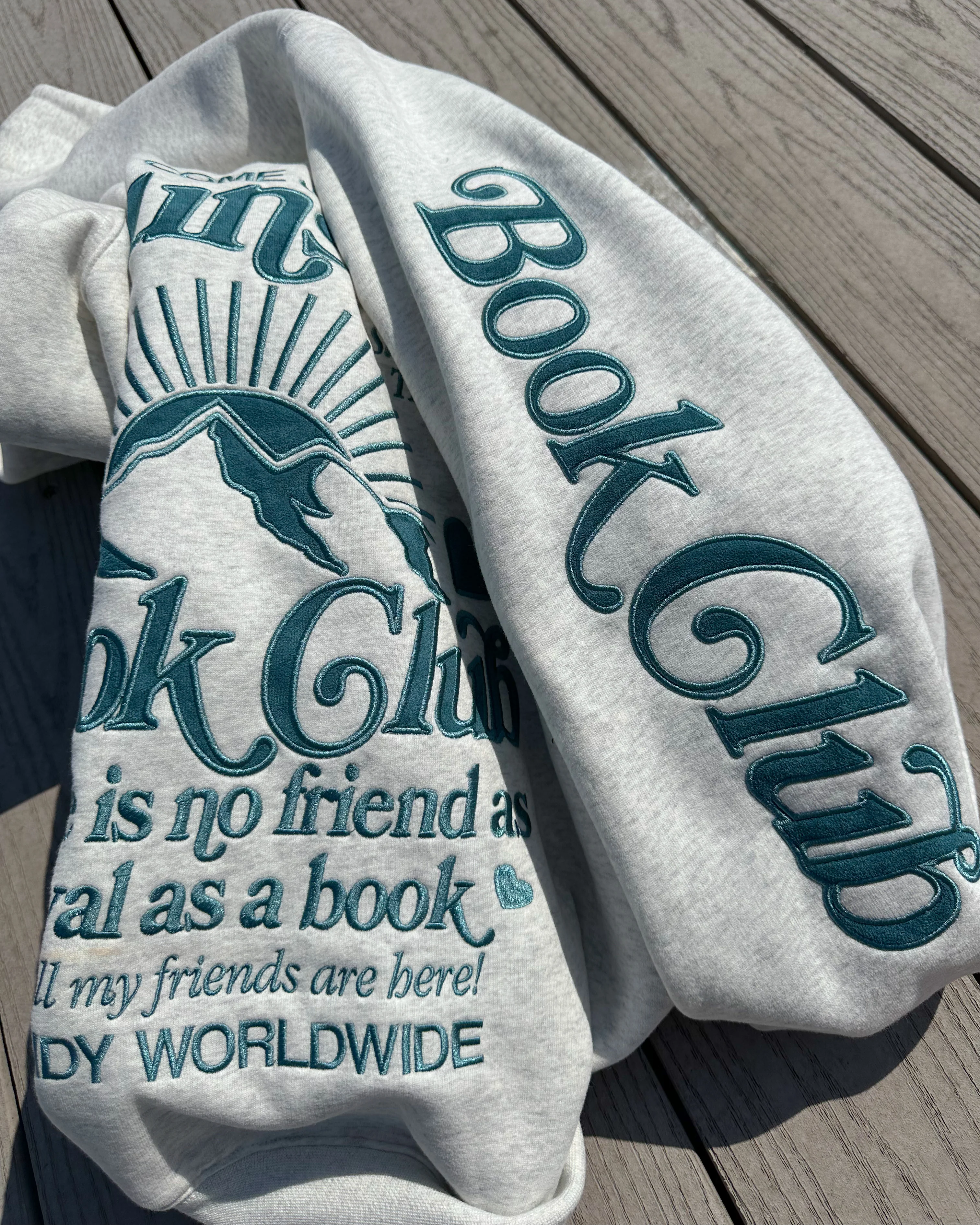 "Book Club" Oversized Lux Hoodie in Heather Gray and Blue - Image 19