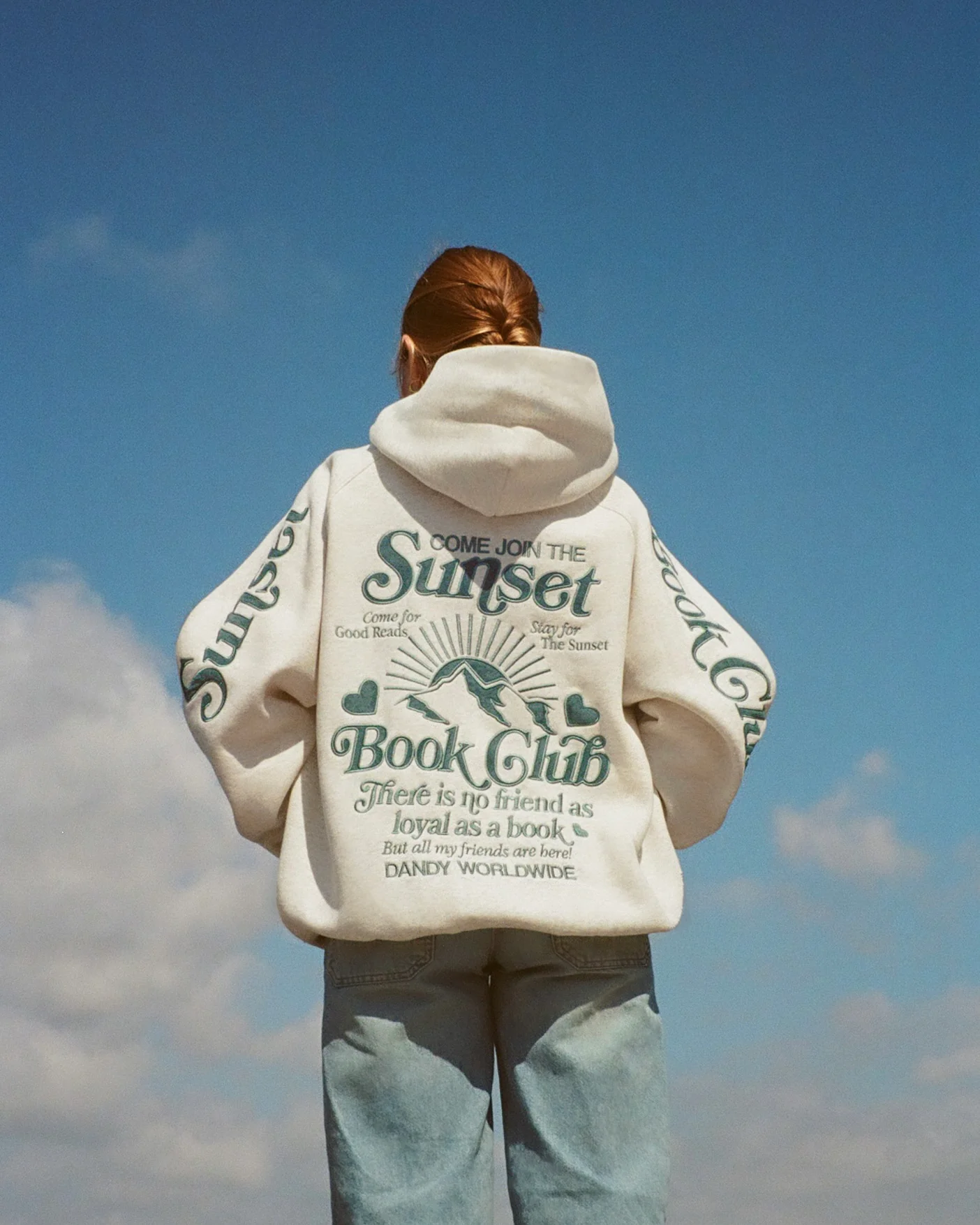 "Book Club" Oversized Lux Hoodie in Heather Gray and Blue - Image 5