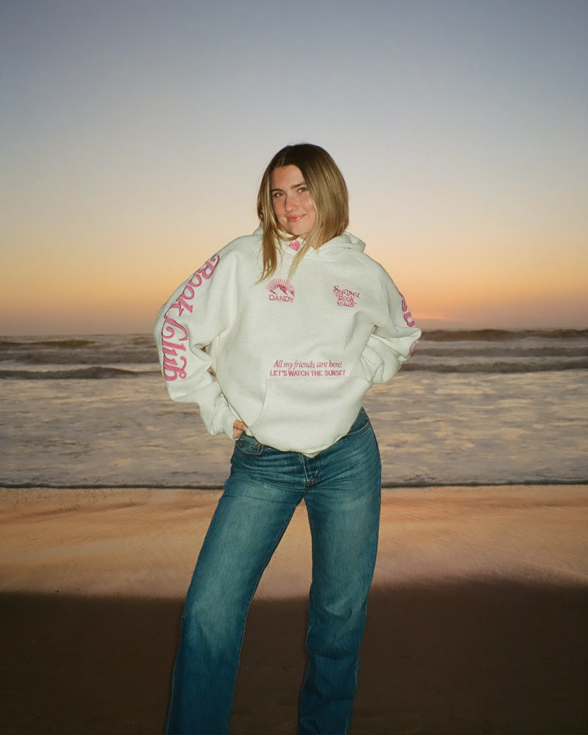 "Book Club" Oversized Lux Hoodie in Heather Gray and Pink - Image 9