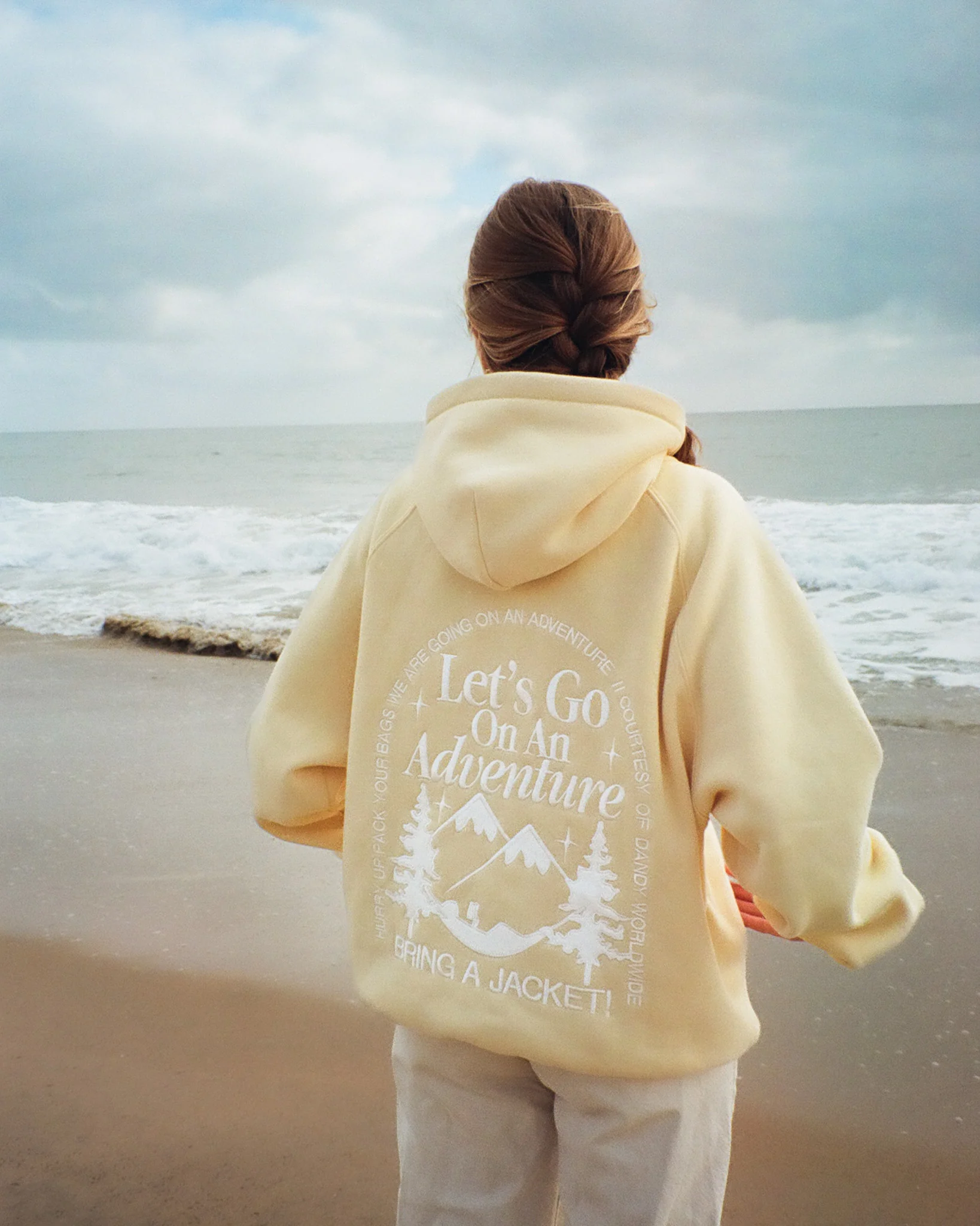 "Let's Go On An Adventure" Oversized Lux Hoodie in Butter Yellow - Image 5