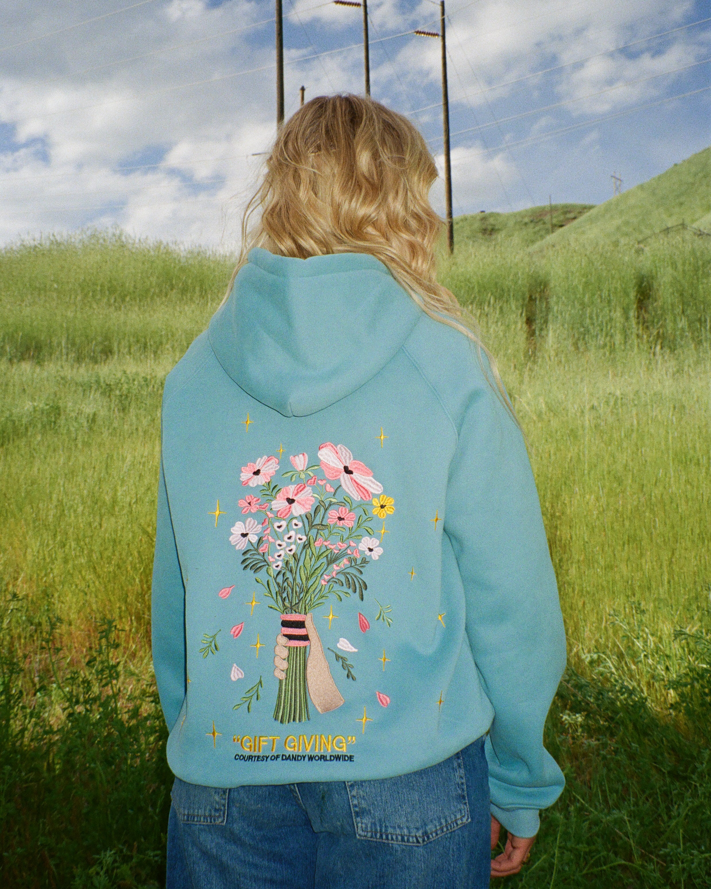 "Gift Giving" Oversized Lux Hoodie in Blue - Image 5