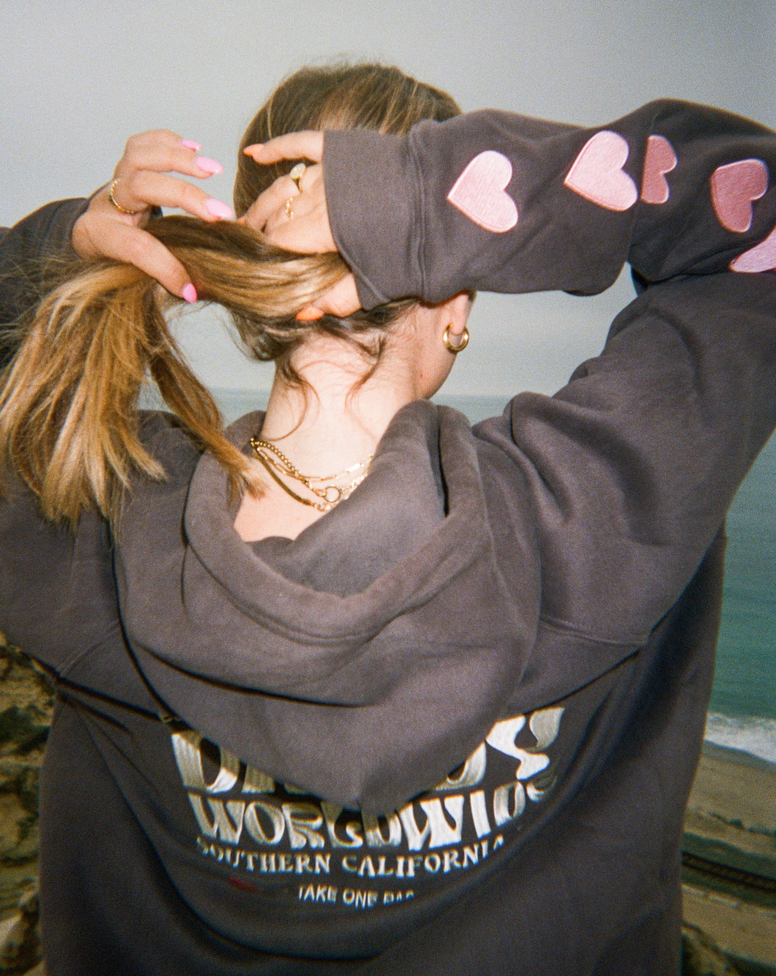 "Heart on My Sleeve" Oversized Lux Hoodie in Charcoal Gray - Image 12