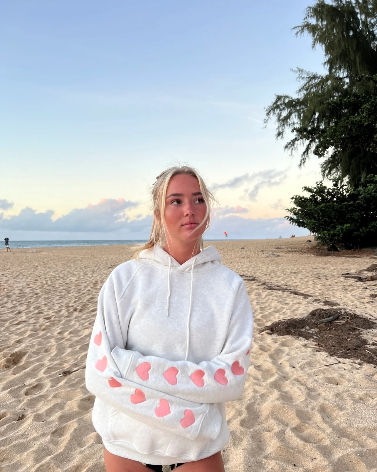 "Heart on My Sleeve" Oversized Lux Hoodie in Heather Gray - Image 4