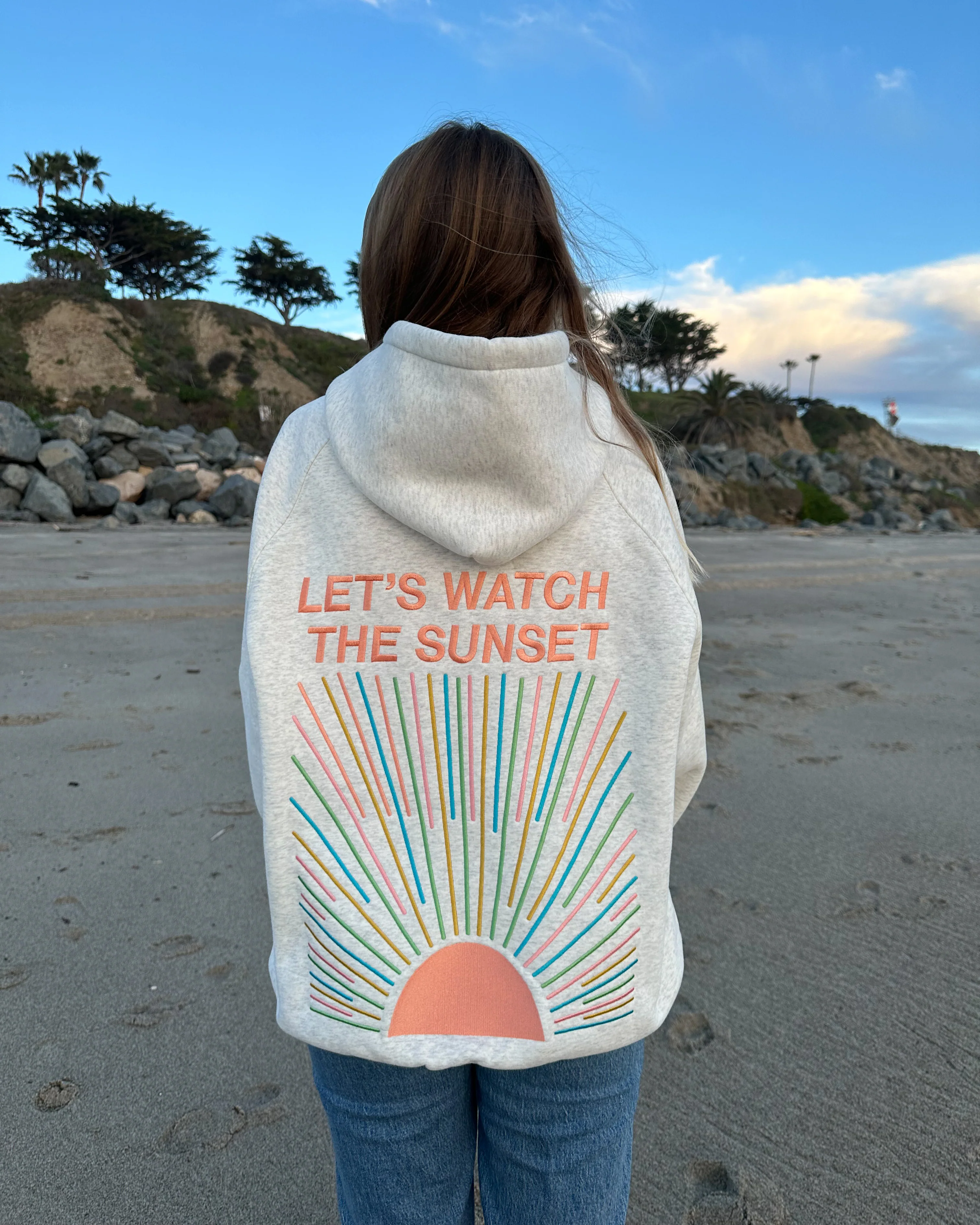 "Let's Watch the Sunset" Oversized Lux Hoodie in Heather Gray - Image 10