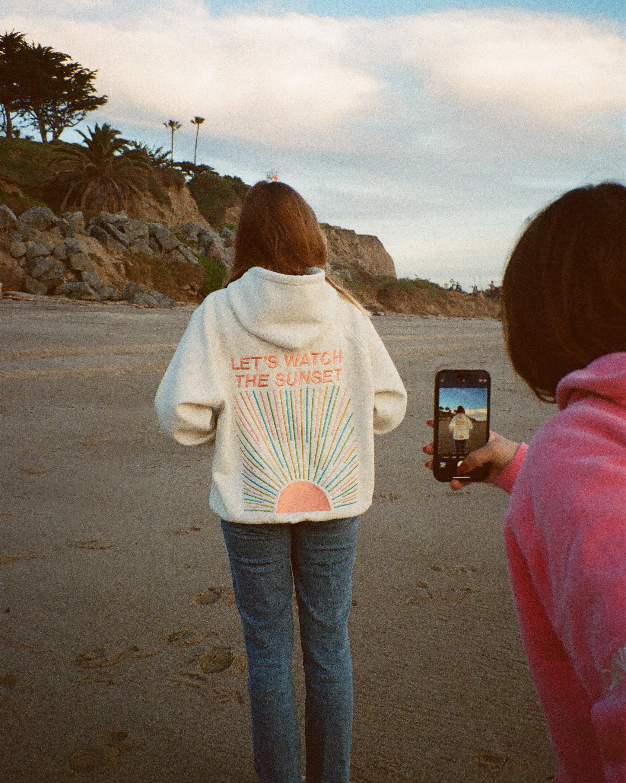 "Let's Watch the Sunset" Oversized Lux Hoodie in Heather Gray - Image 7