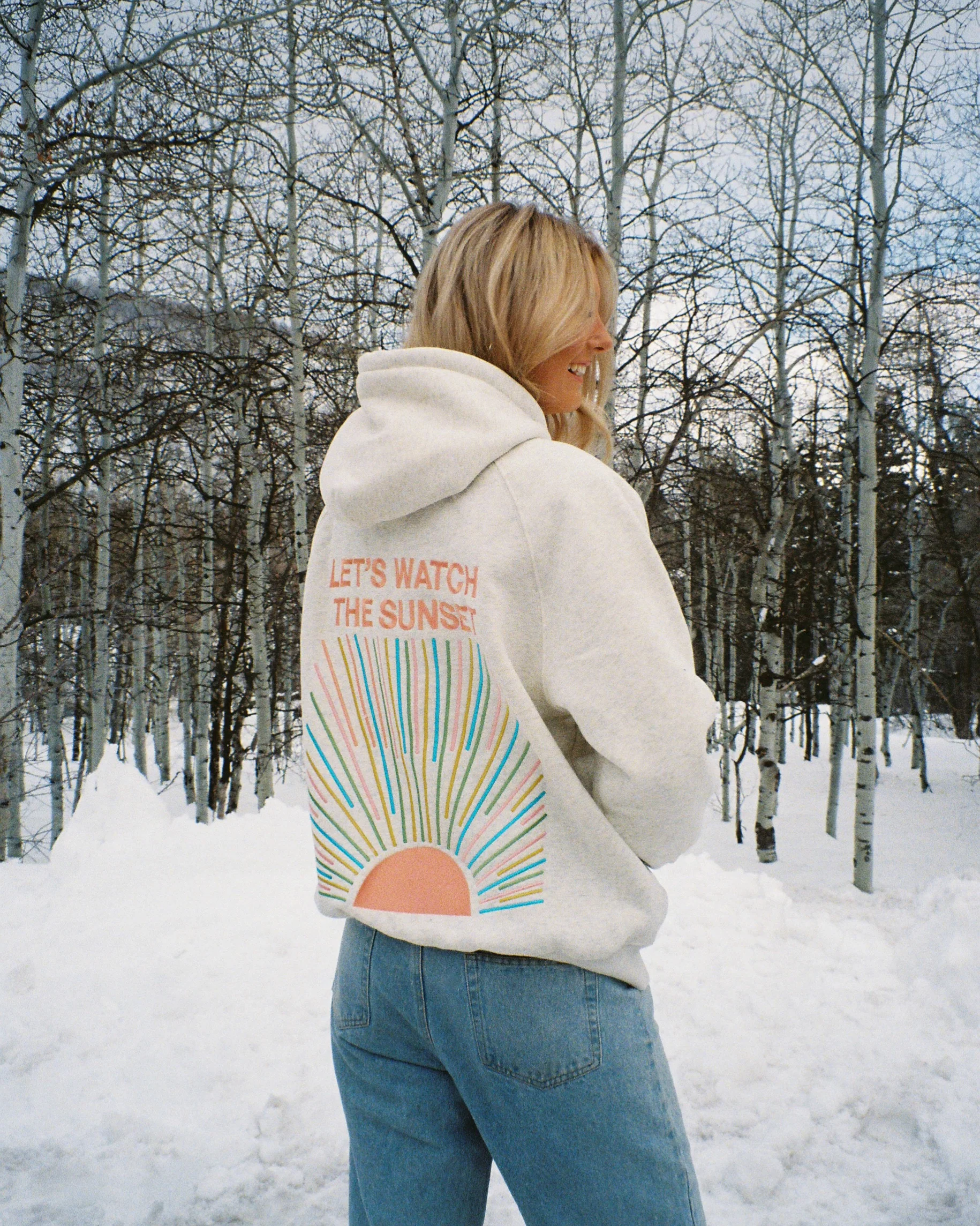 "Let's Watch the Sunset" Oversized Lux Hoodie in Heather Gray - Image 8