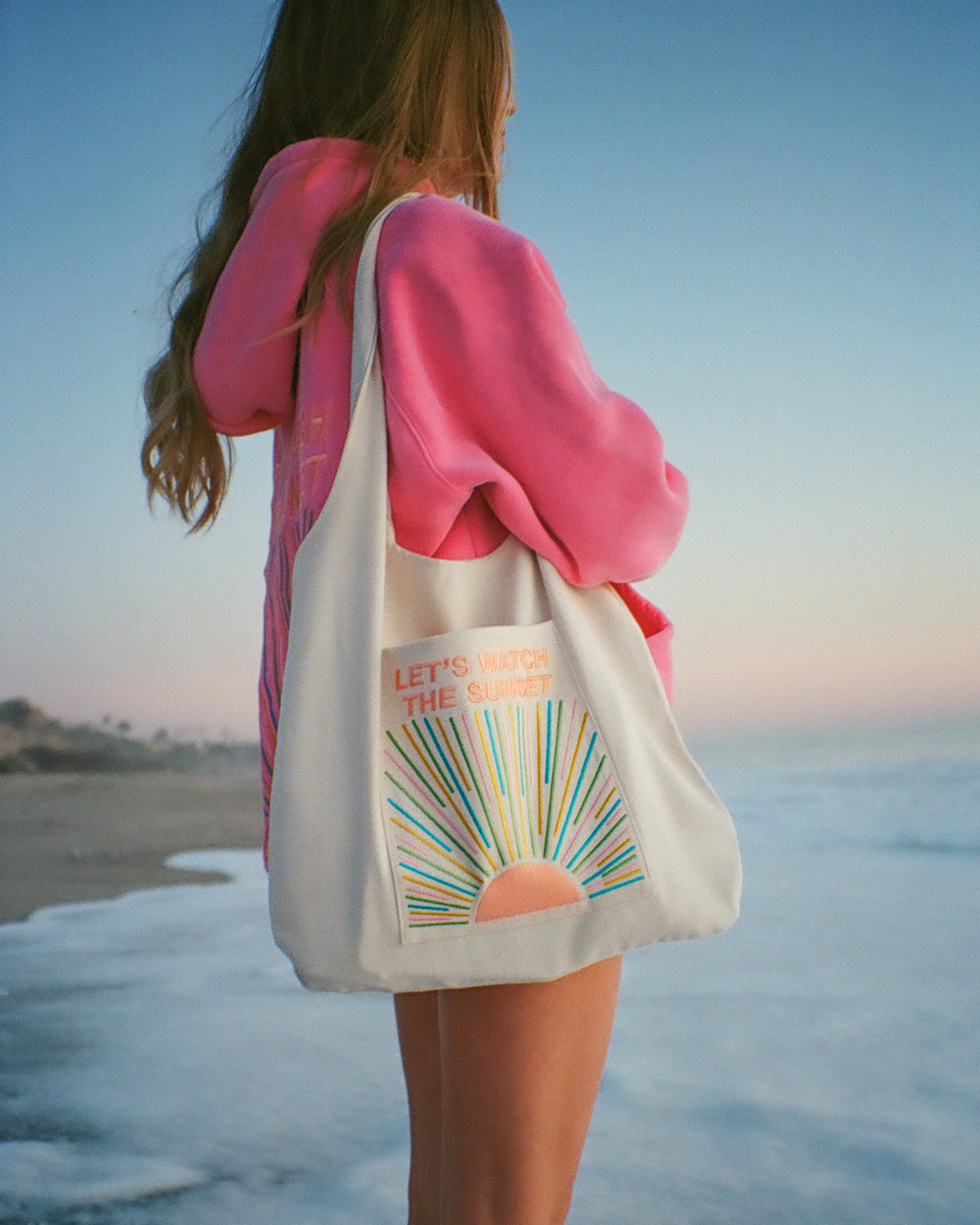 "Let's Watch the Sunset" Embroidered Tote Bag - Image 7