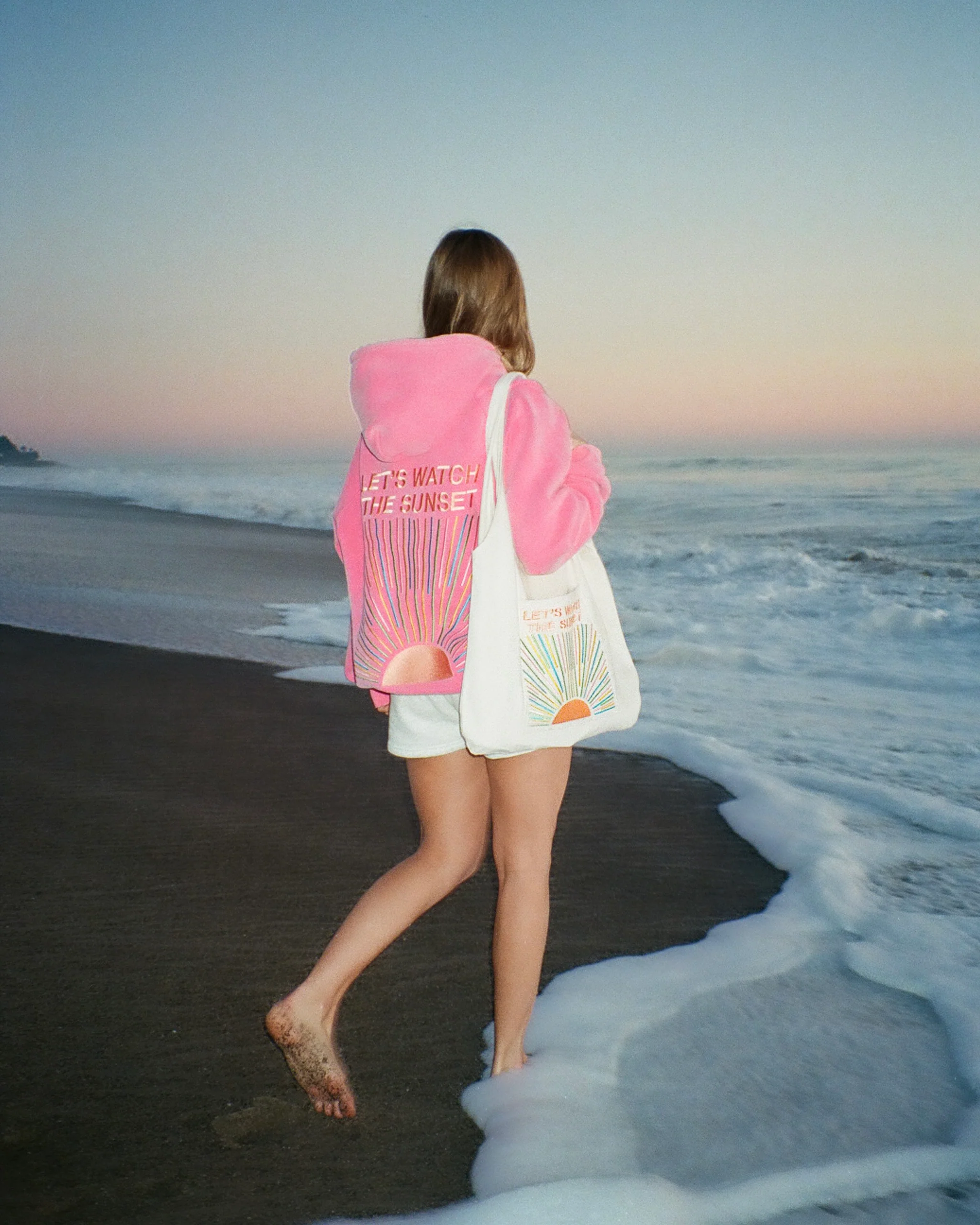 "Let's Watch the Sunset" Oversized Lux Hoodie in Vintage Washed Pink - Image 11