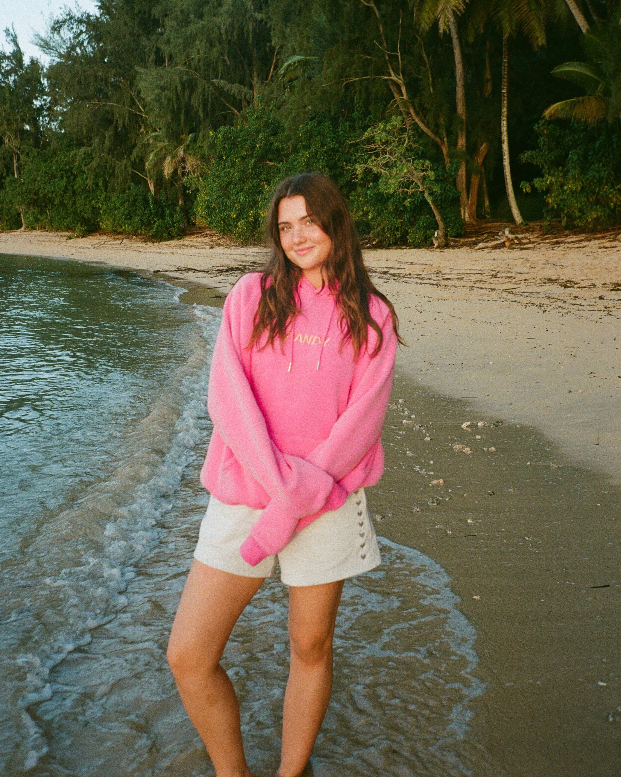 "Let's Watch the Sunset" Oversized Lux Hoodie in Vintage Washed Pink - Image 3