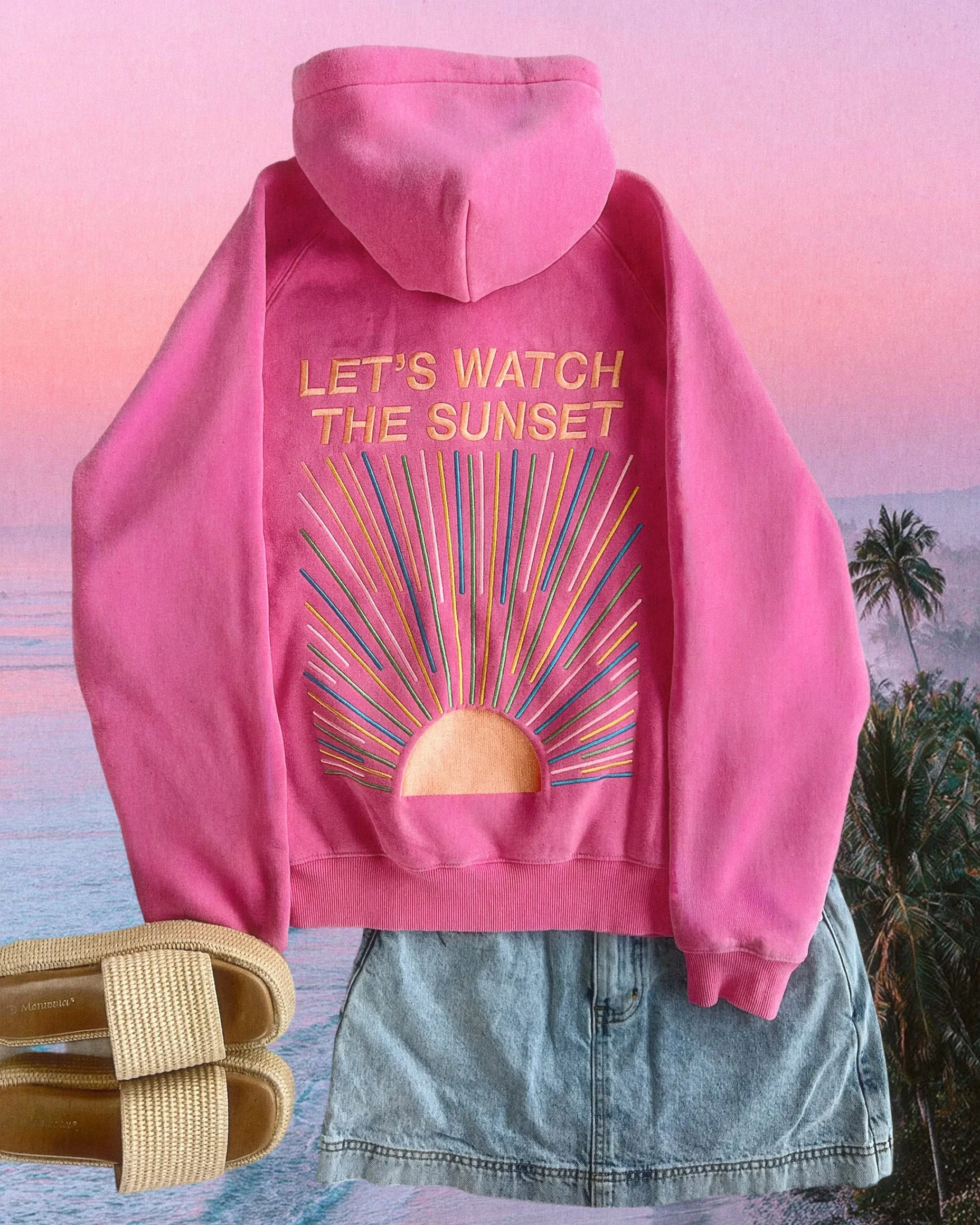 "Let's Watch the Sunset" Oversized Lux Hoodie in Vintage Washed Pink - Image 6