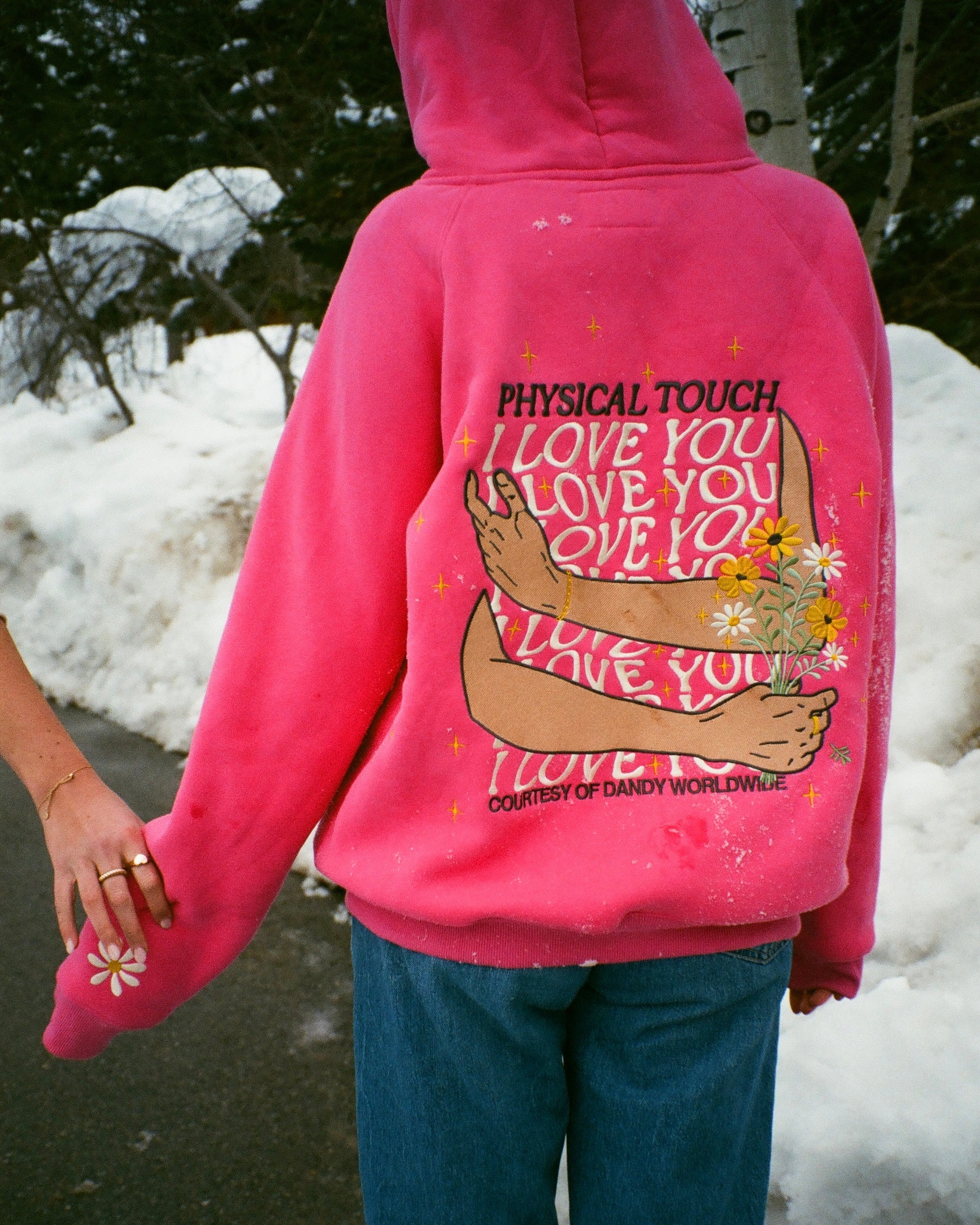 "Physical Touch" Oversized Lux Hoodie in Hot Pink - Image 10