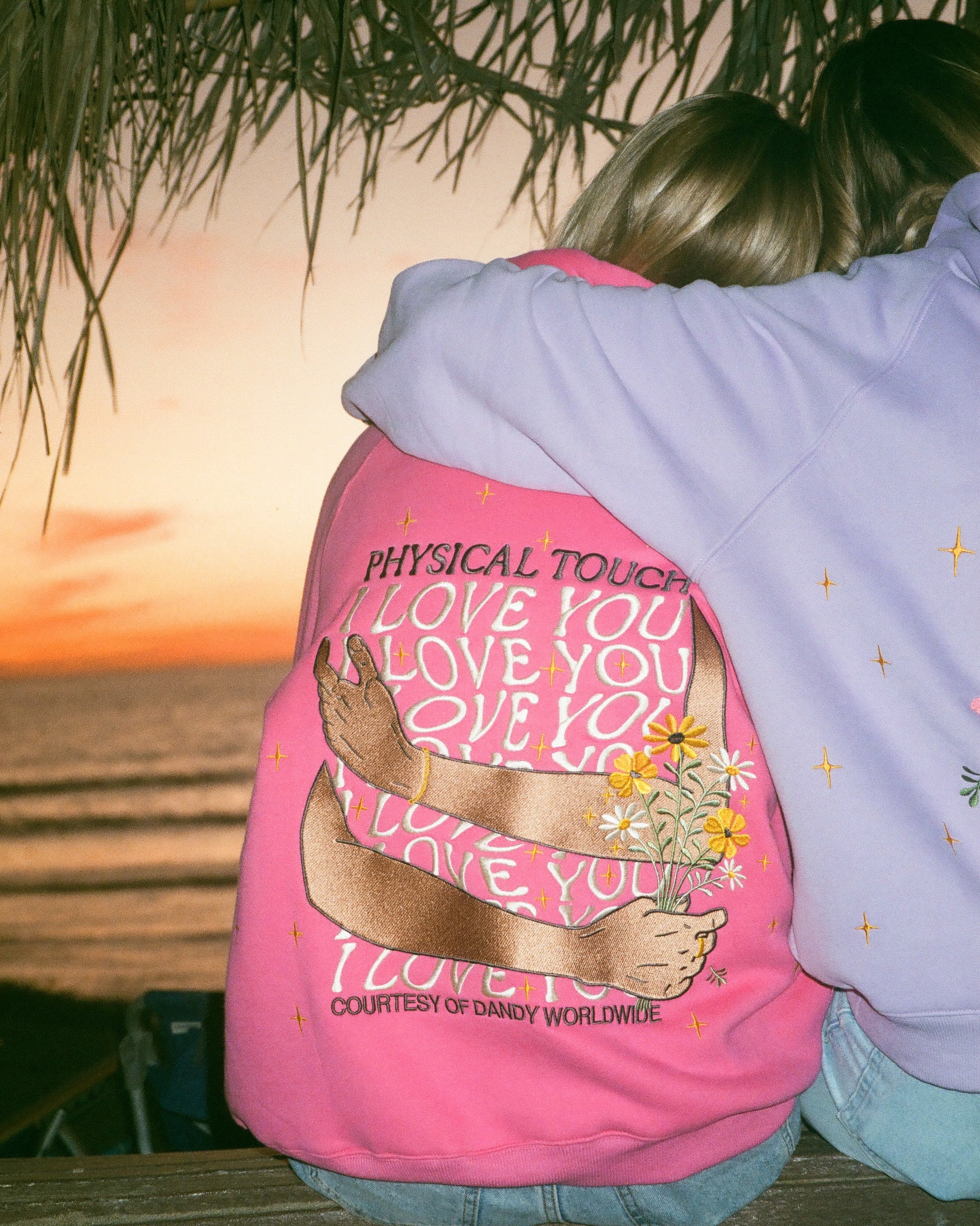 "Physical Touch" Oversized Lux Hoodie in Hot Pink - Image 3