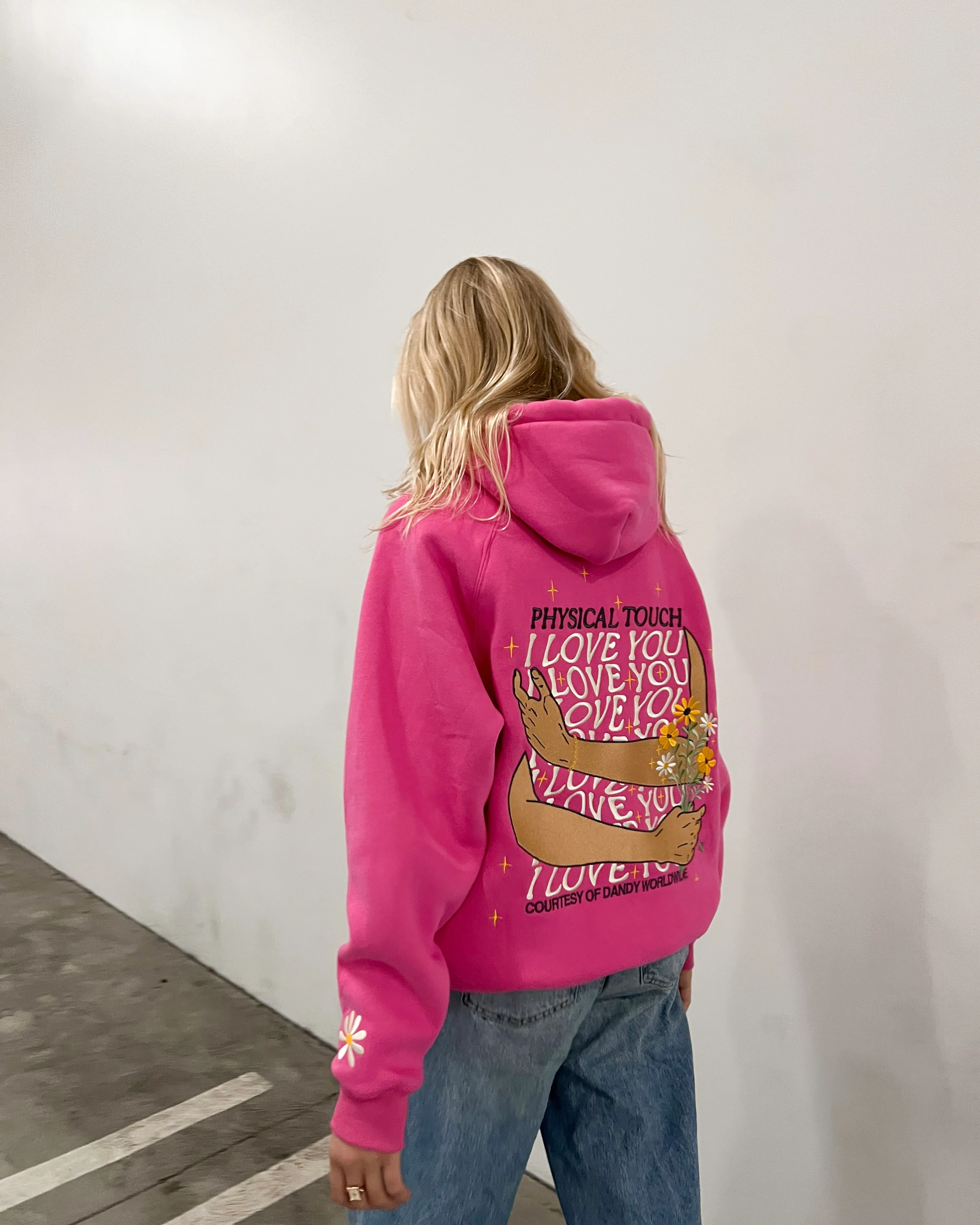 "Physical Touch" Oversized Lux Hoodie in Hot Pink - Image 5