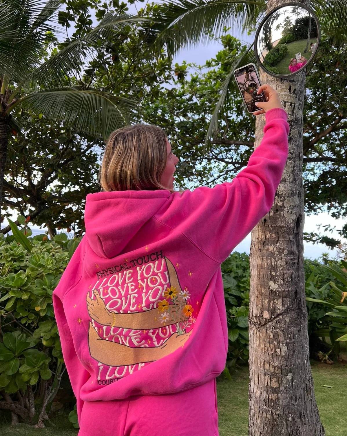 "Physical Touch" Oversized Lux Hoodie in Hot Pink - Image 7