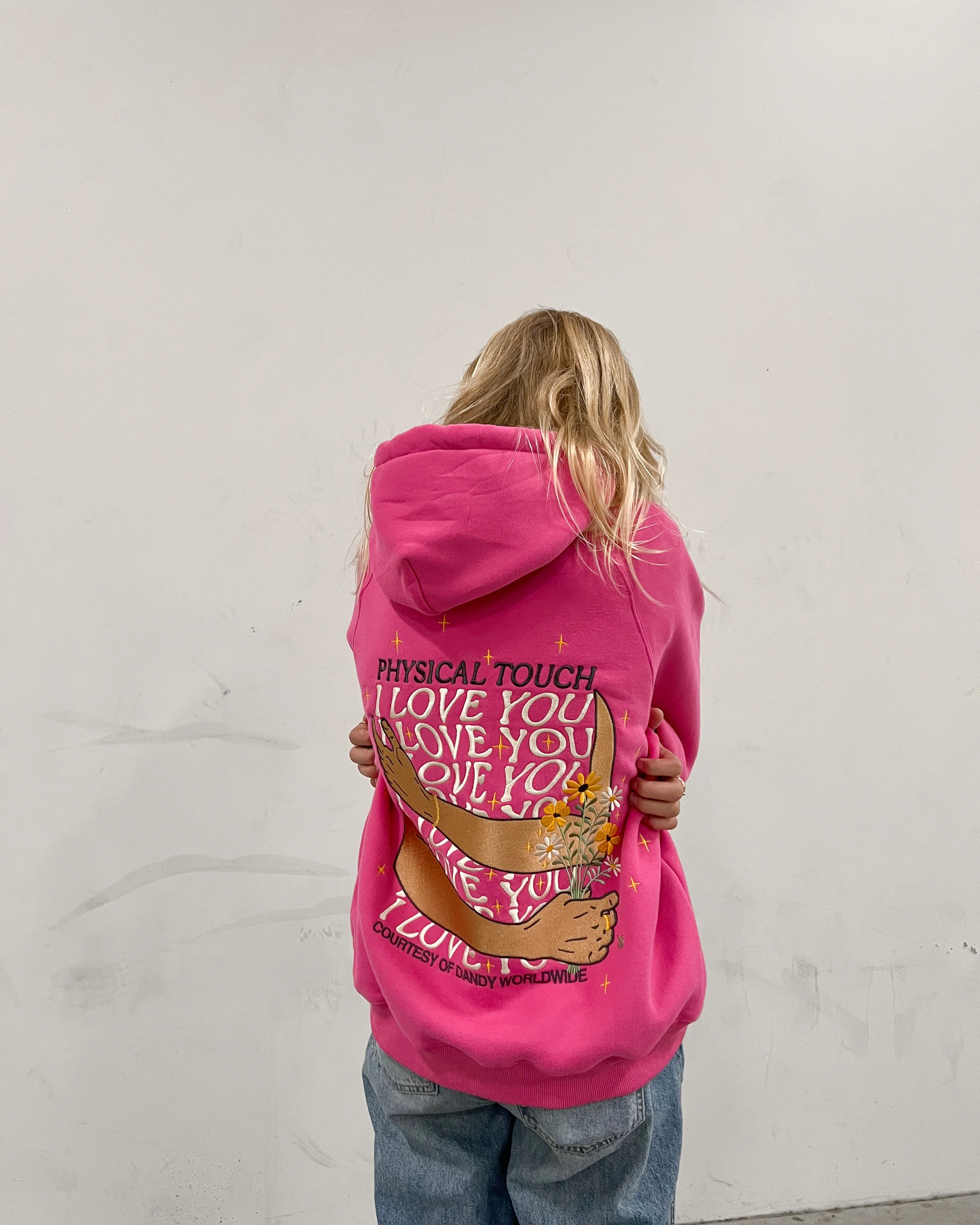 "Physical Touch" Oversized Lux Hoodie in Hot Pink - Image 9