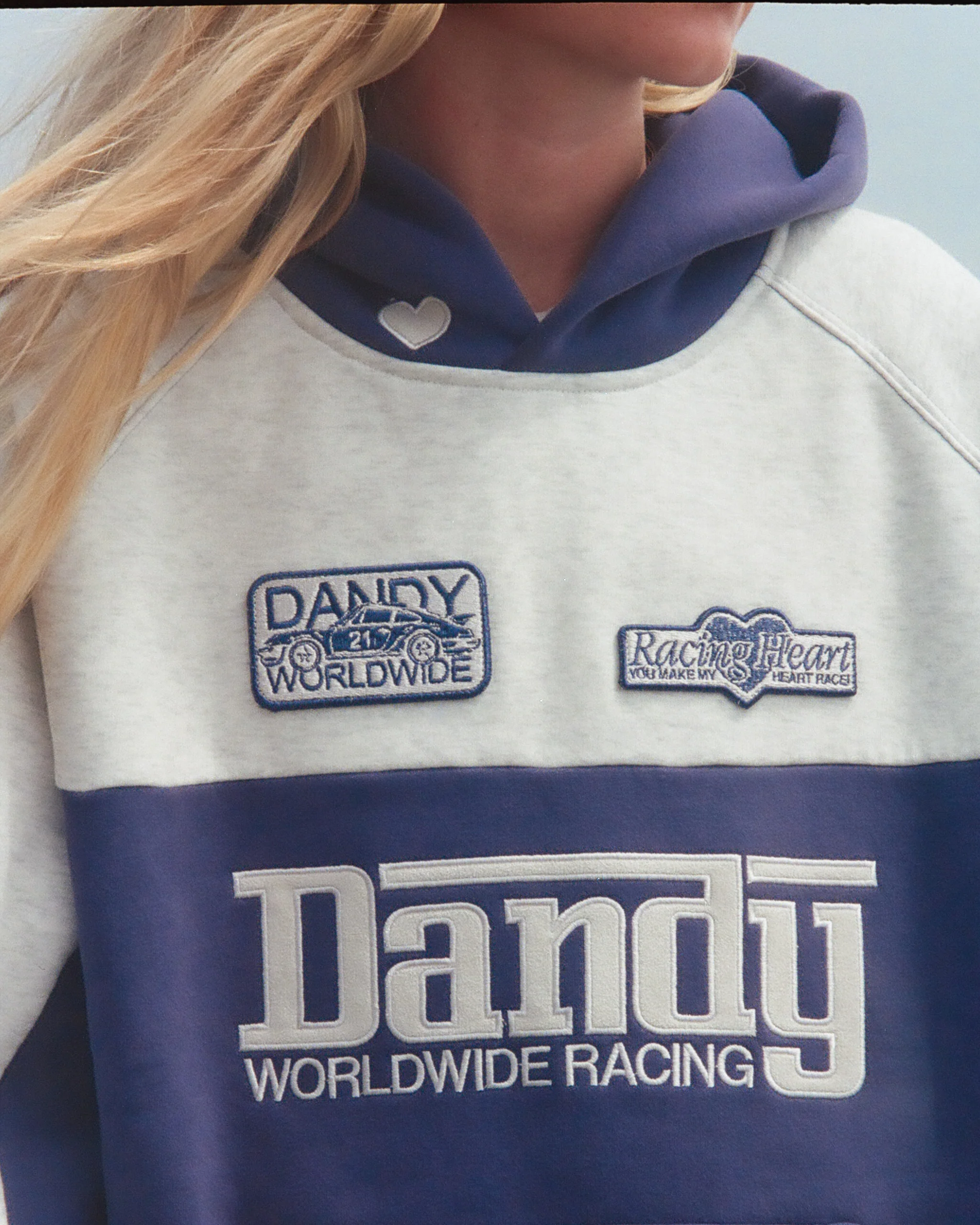 "Racing Heart" Oversized Lux Hoodie in Blue - Image 4