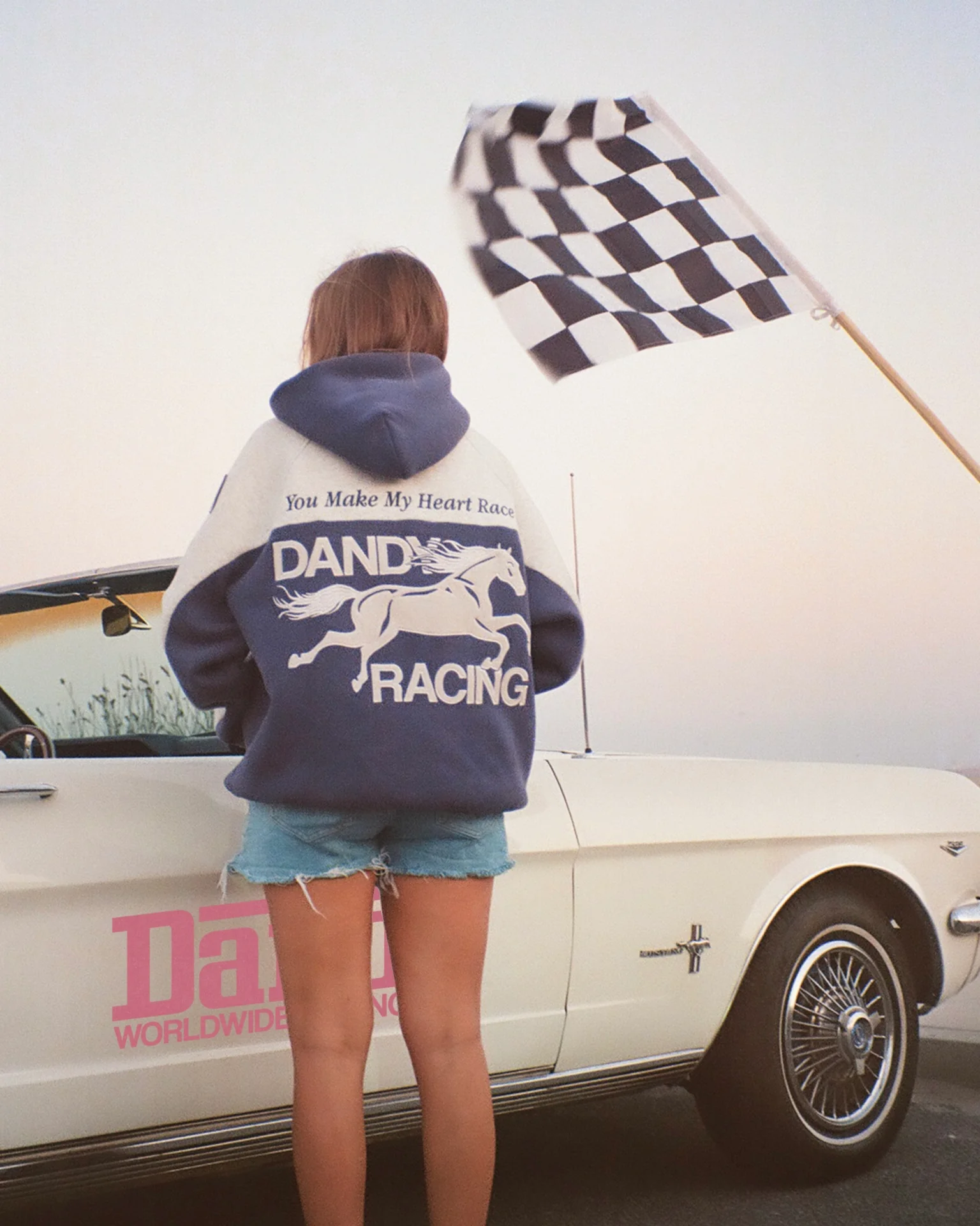 "Racing Heart" Oversized Lux Hoodie in Blue - Image 5