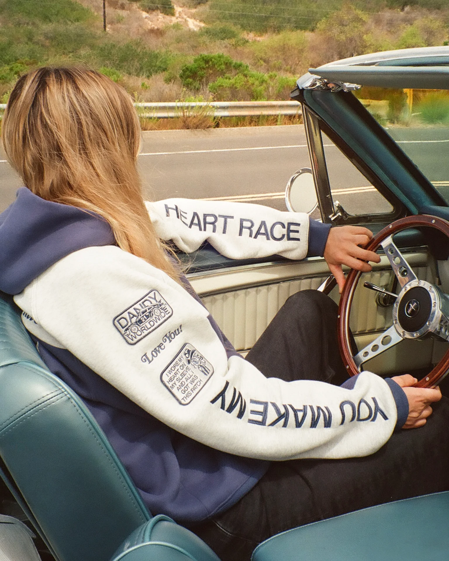 "Racing Heart" Oversized Lux Hoodie in Blue - Image 6