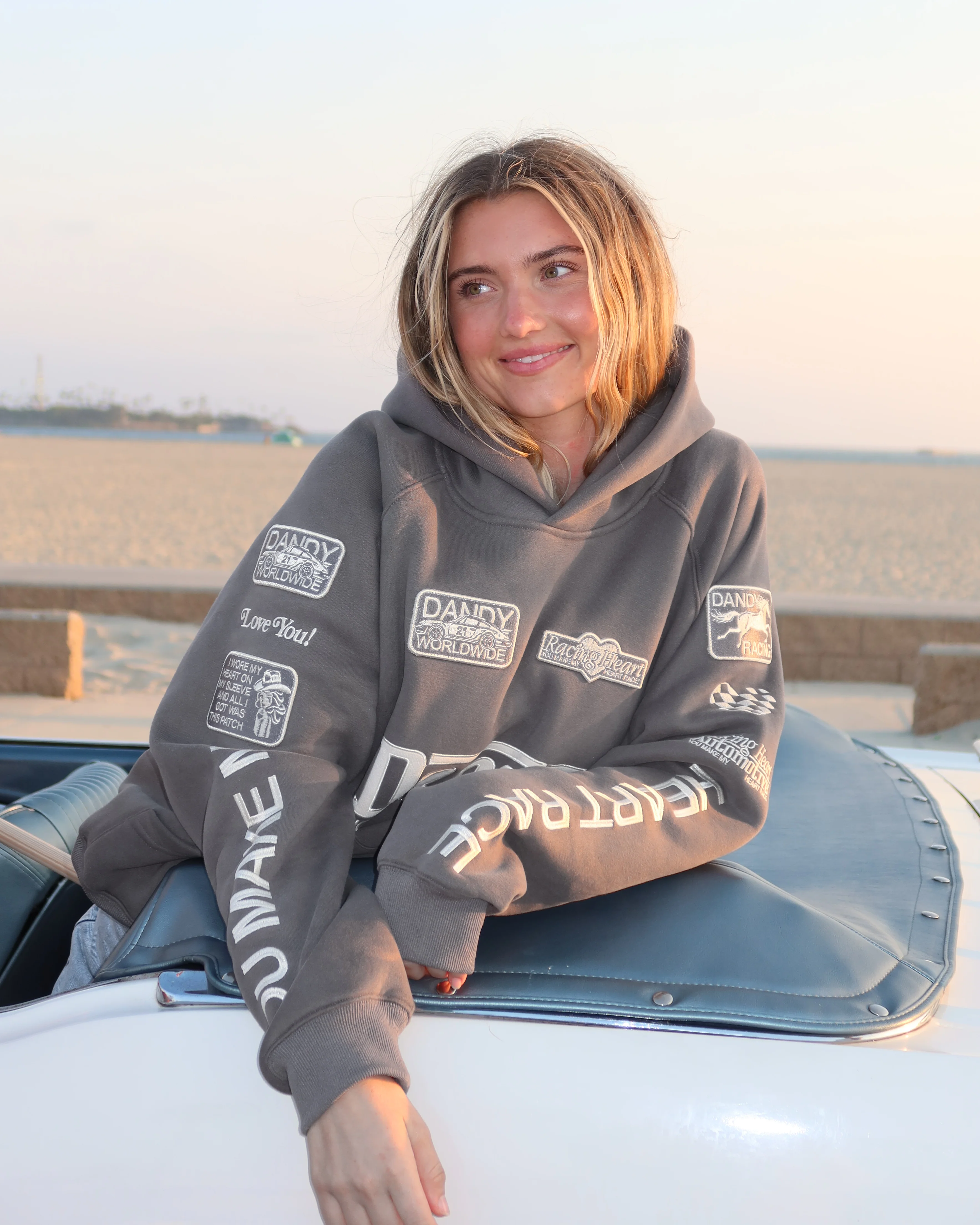 "Racing Heart" Oversized Lux Hoodie in Dark Gray - Image 3