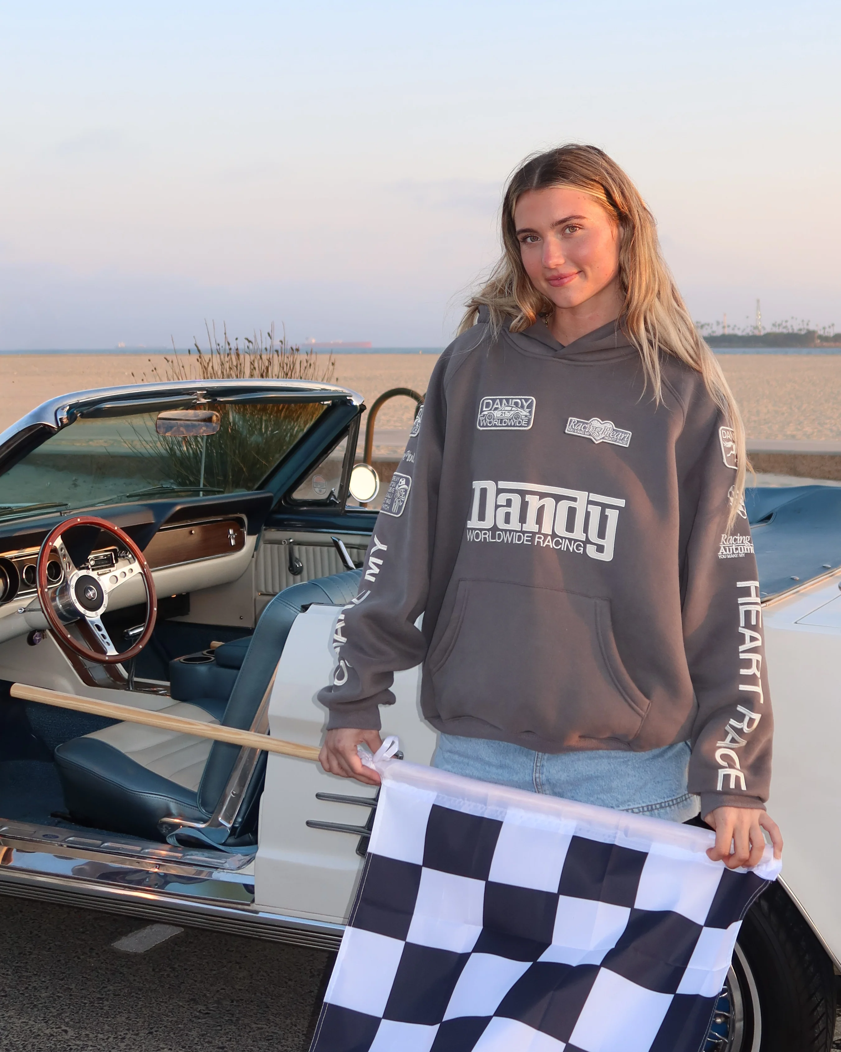 "Racing Heart" Oversized Lux Hoodie in Dark Gray - Image 4