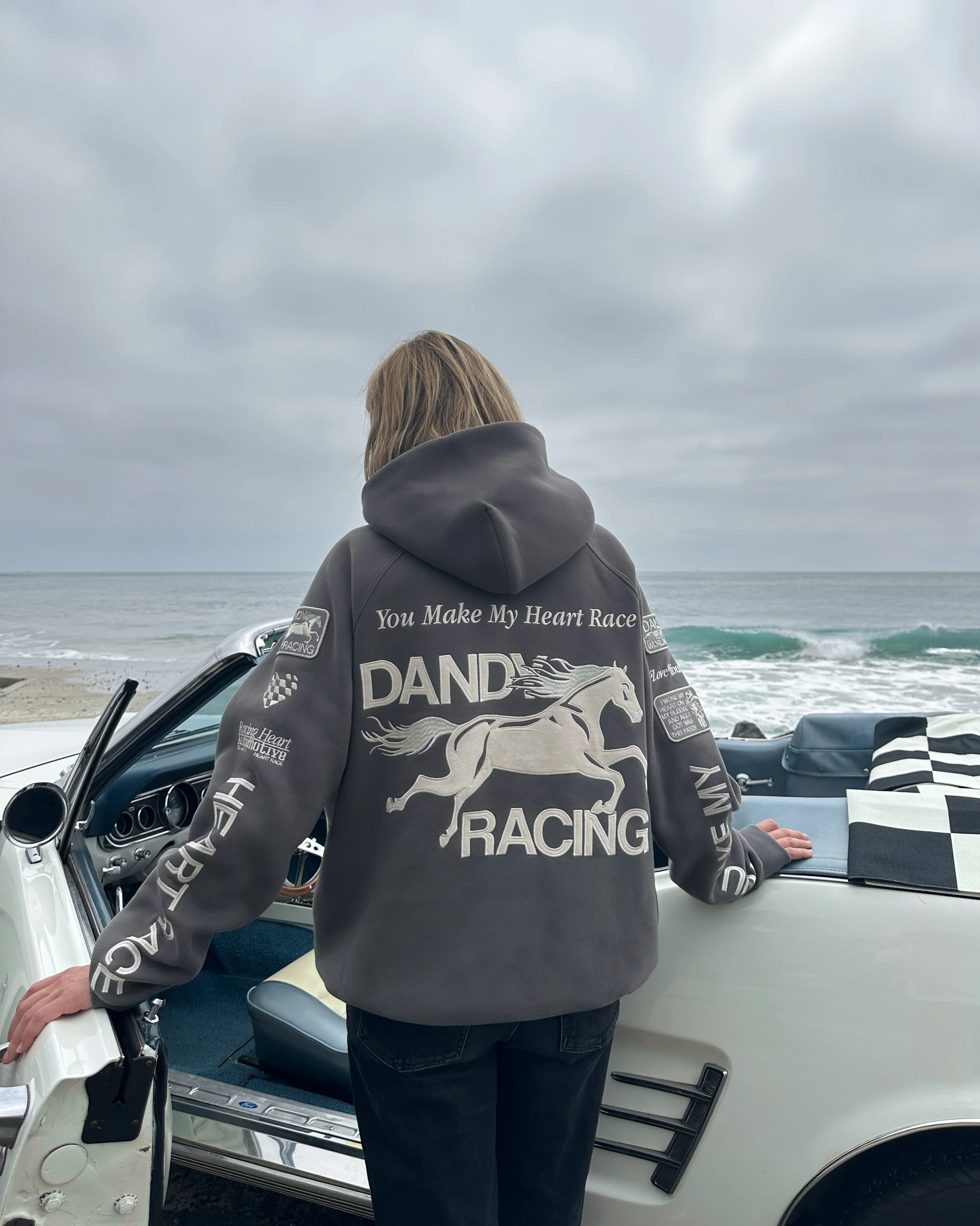 "Racing Heart" Oversized Lux Hoodie in Dark Gray - Image 5