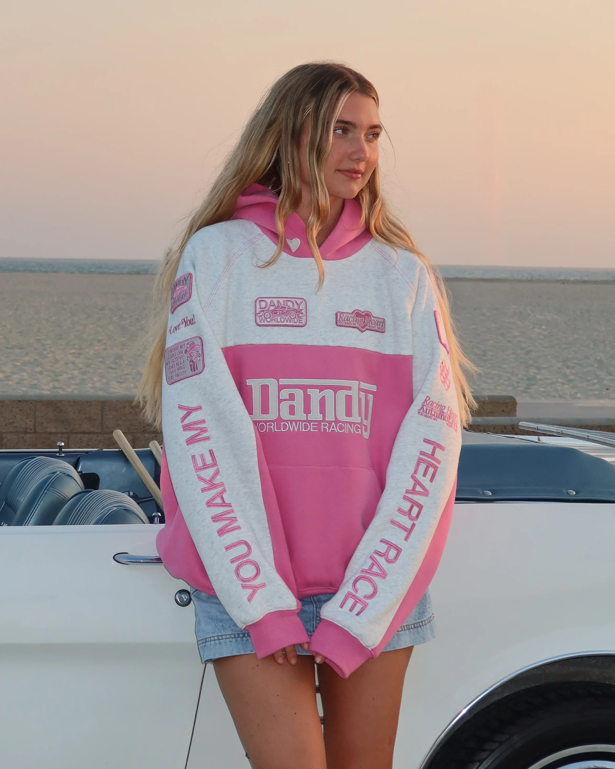 "Racing Heart" Oversized Lux Hoodie in Pink - Image 4