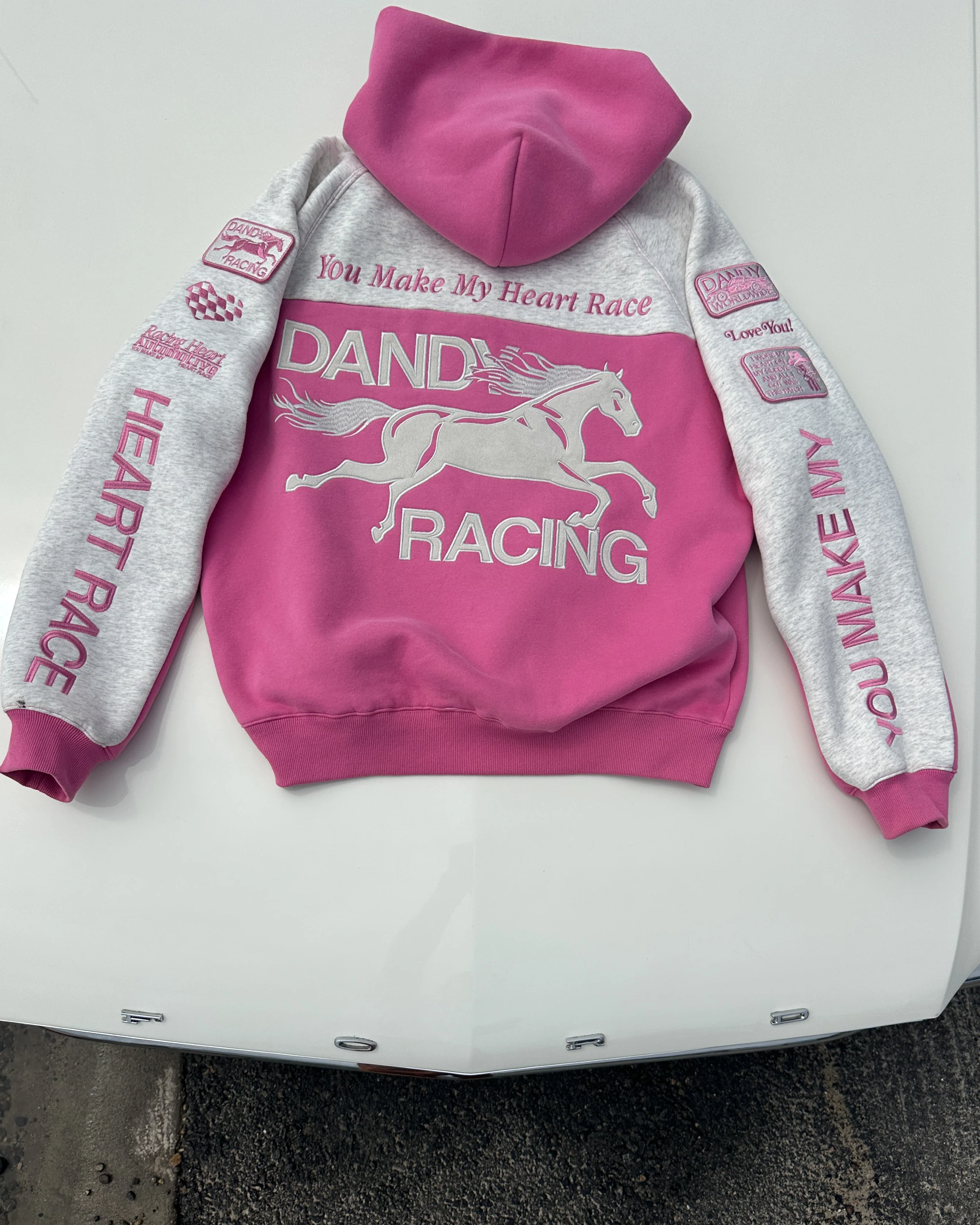 "Racing Heart" Oversized Lux Hoodie in Pink - Image 5