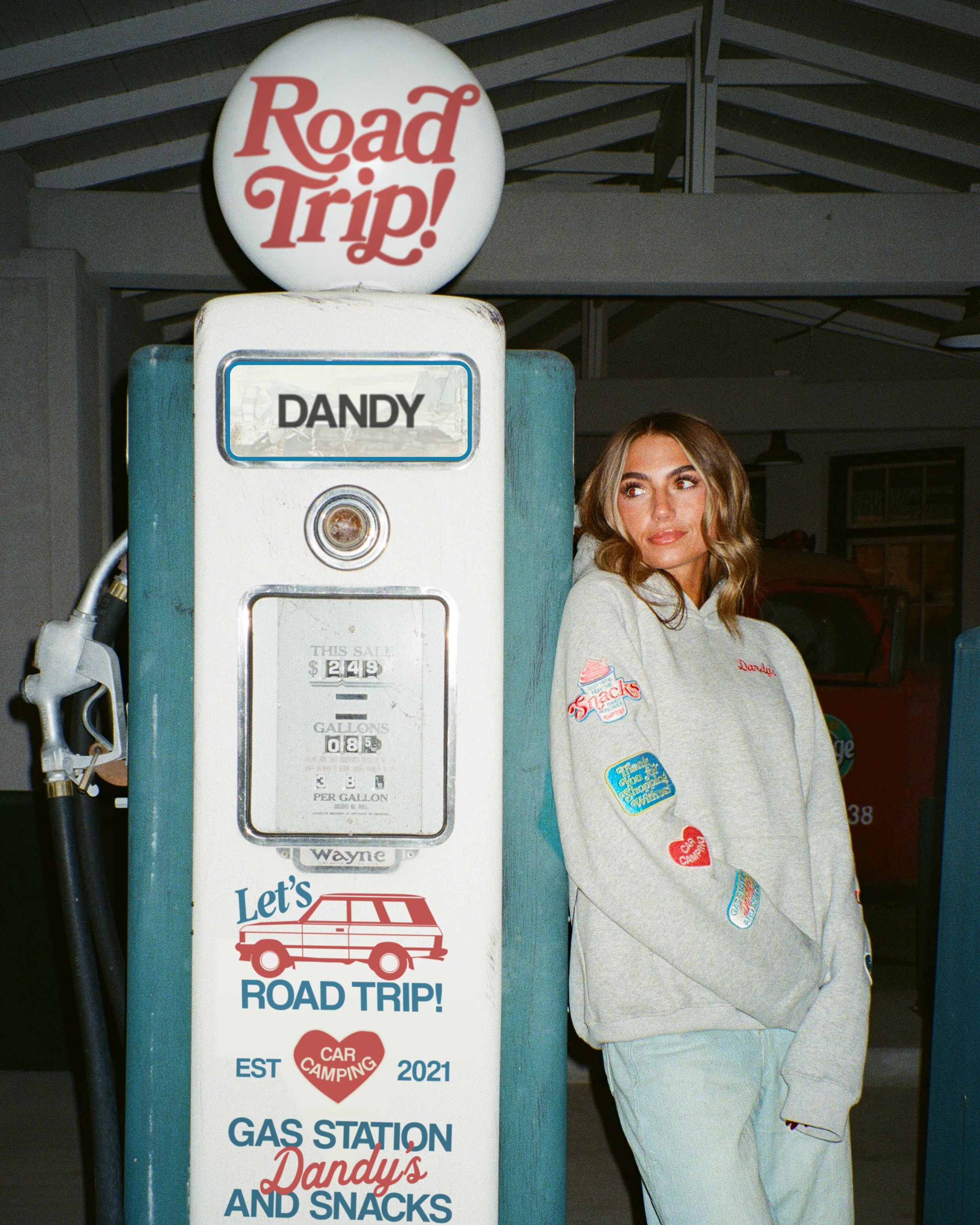 "Road Trip!" Oversized Lux Hoodie in Dark Heather - Image 12