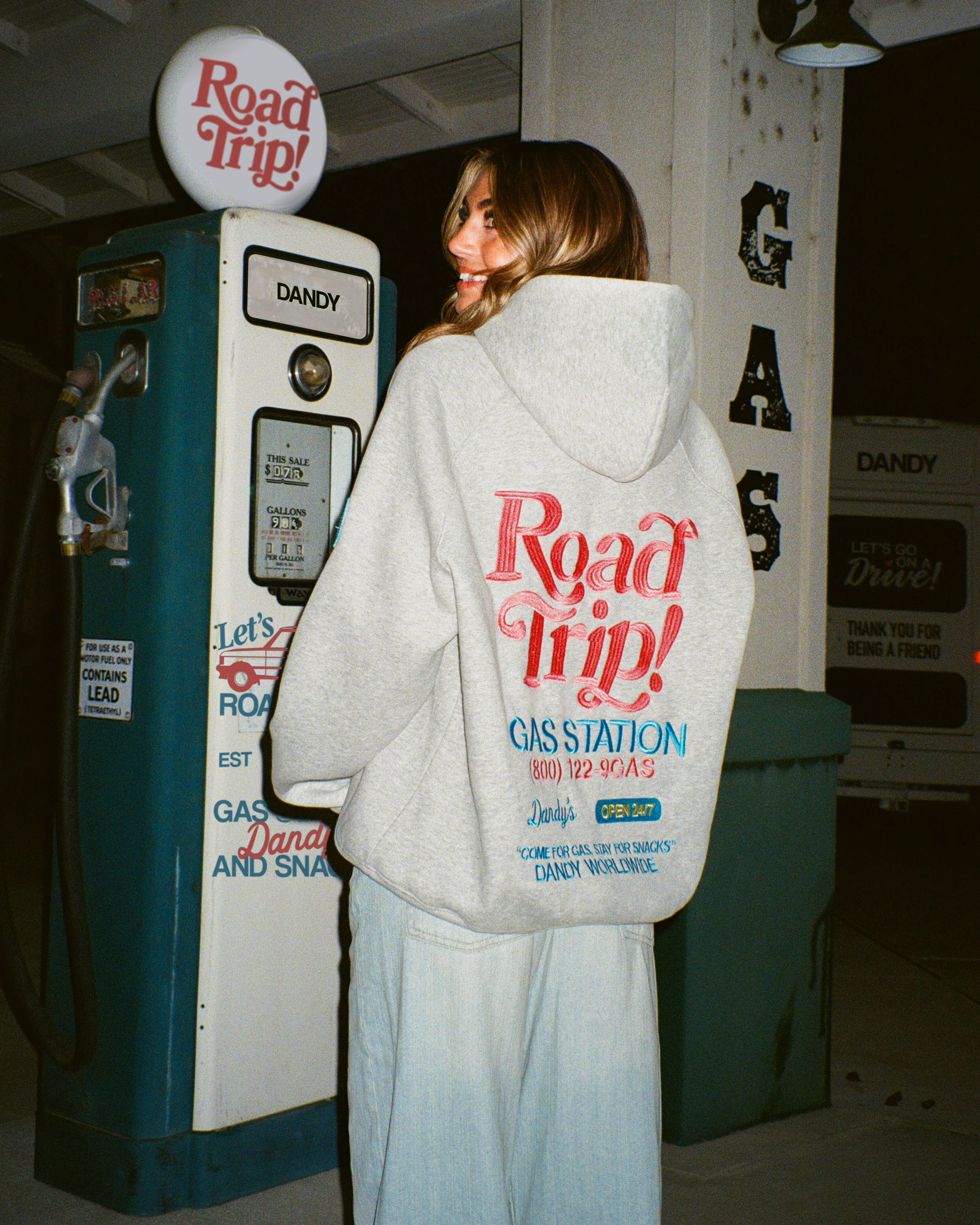 "Road Trip!" Oversized Lux Hoodie in Dark Heather - Image 13