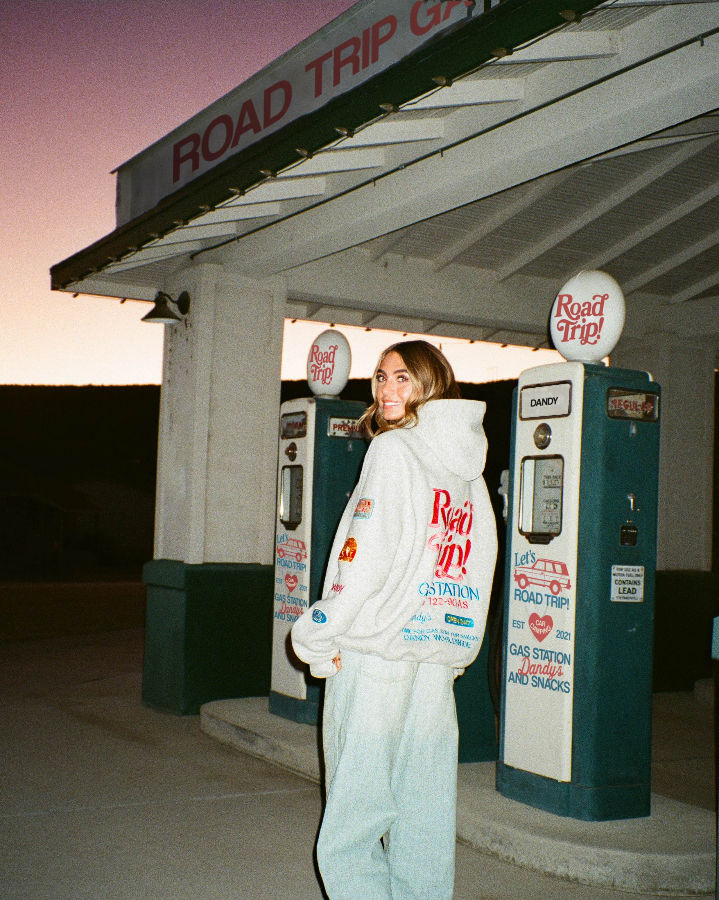 "Road Trip!" Oversized Lux Hoodie in Dark Heather - Image 15