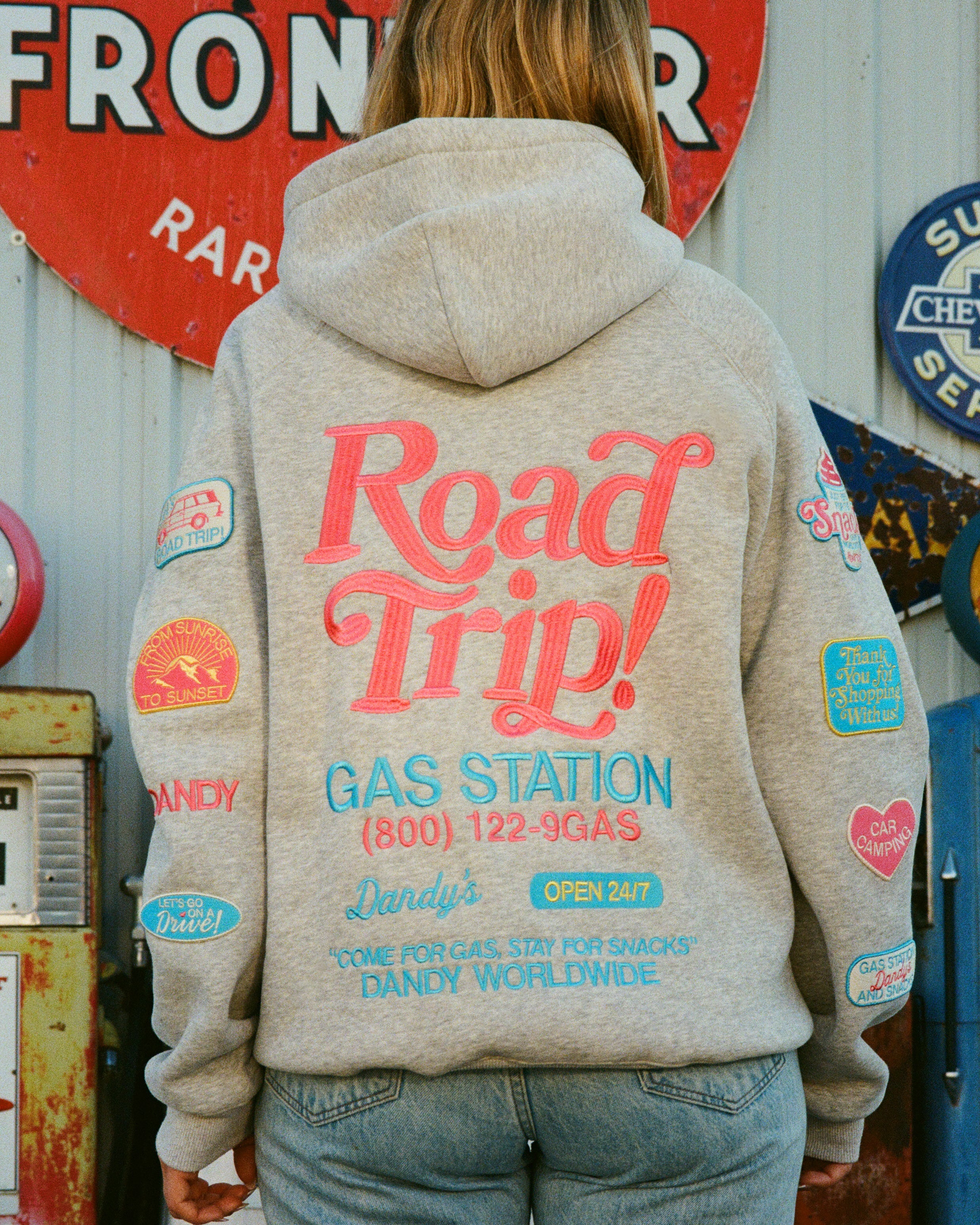 "Road Trip!" Oversized Lux Hoodie in Dark Heather - Image 25