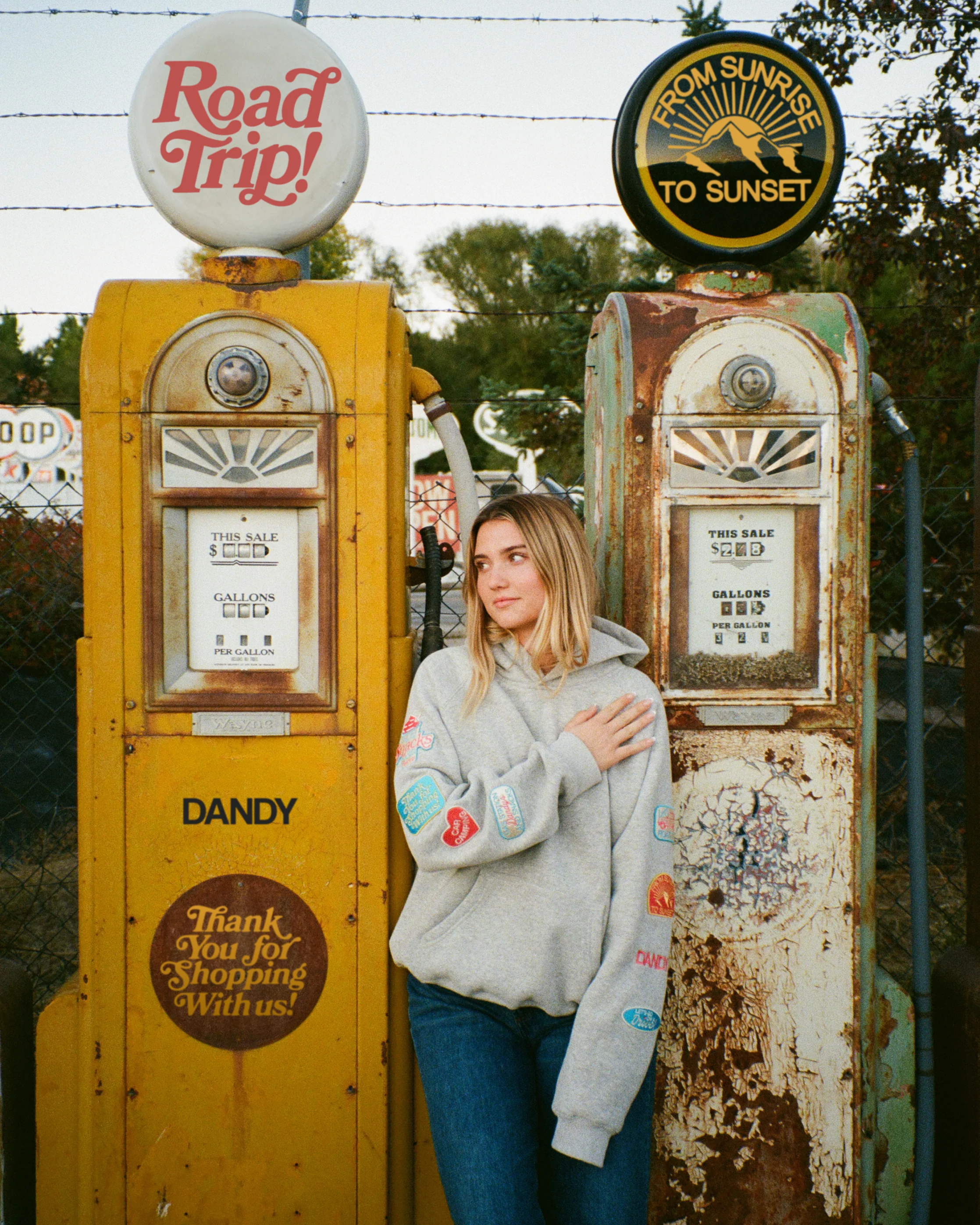 "Road Trip!" Oversized Lux Hoodie in Dark Heather - Image 3