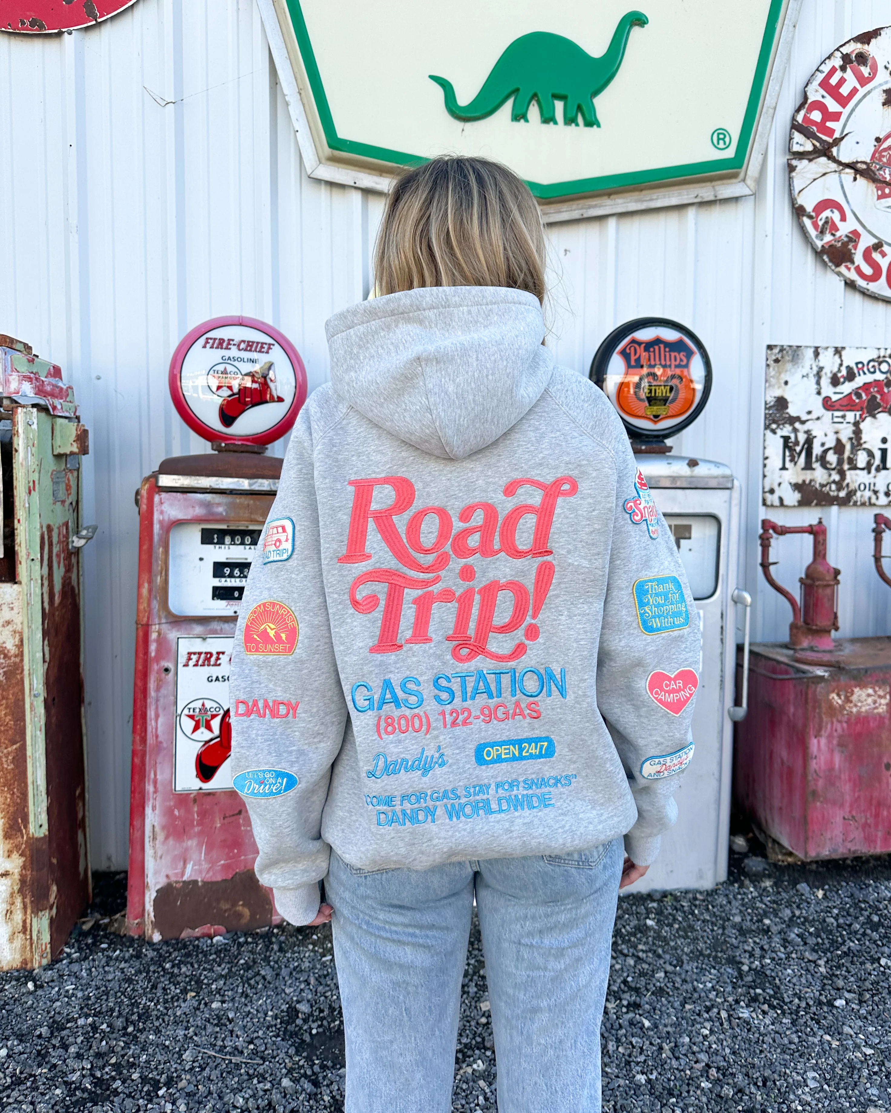 "Road Trip!" Oversized Lux Hoodie in Dark Heather - Image 7