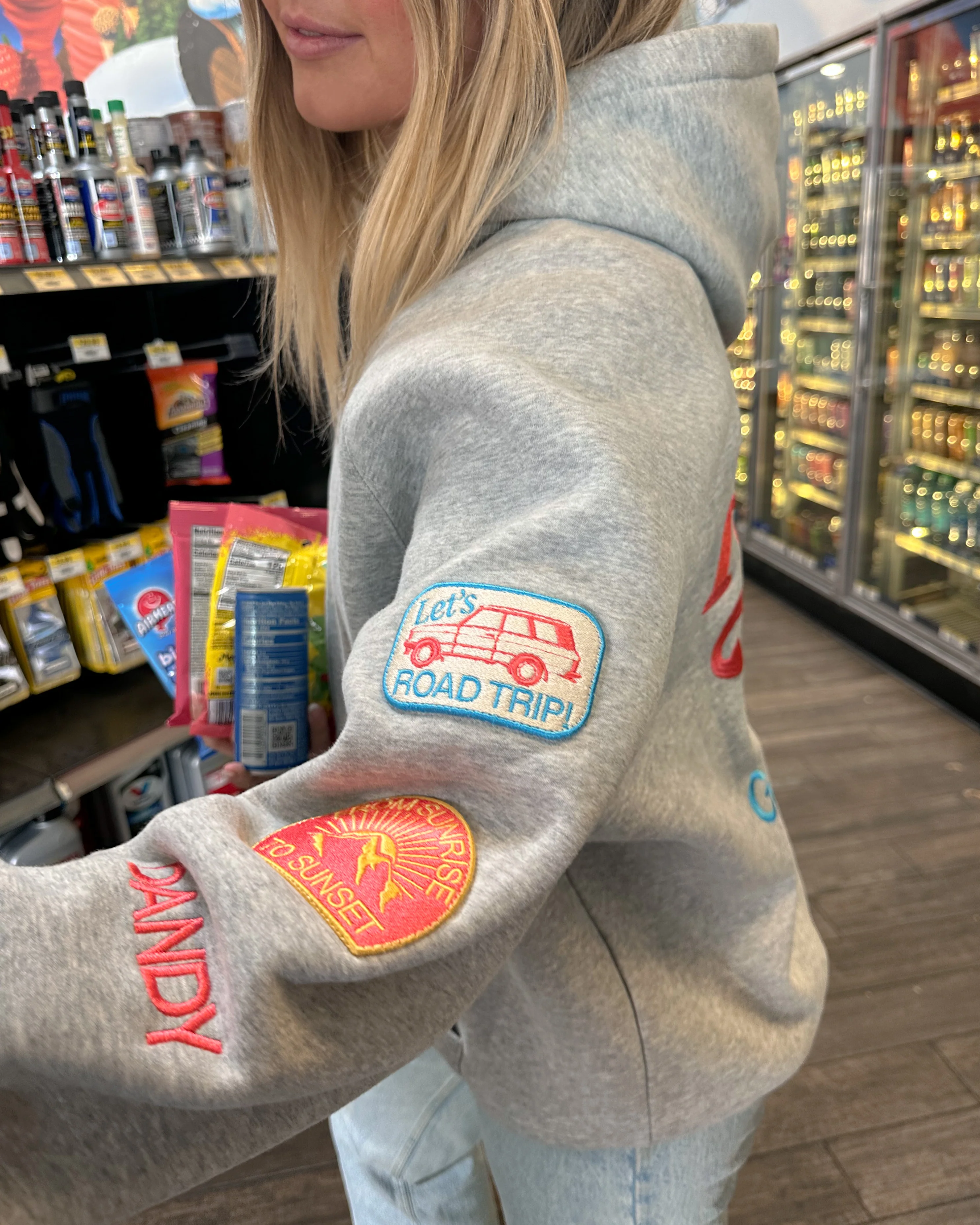 "Road Trip!" Oversized Lux Hoodie in Dark Heather - Image 8