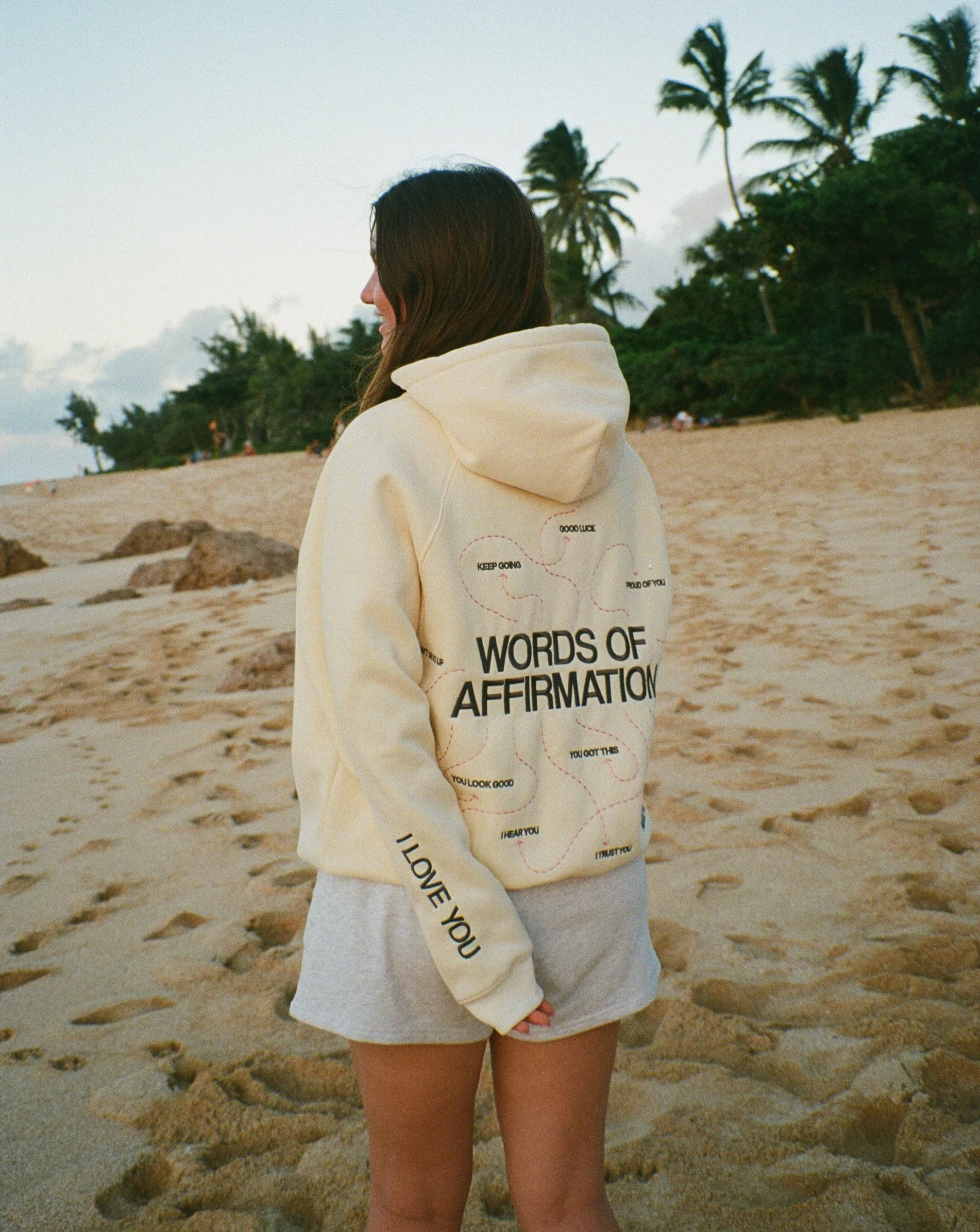 "Words of Affirmation" Oversized Lux Hoodie in Cream - Image 12