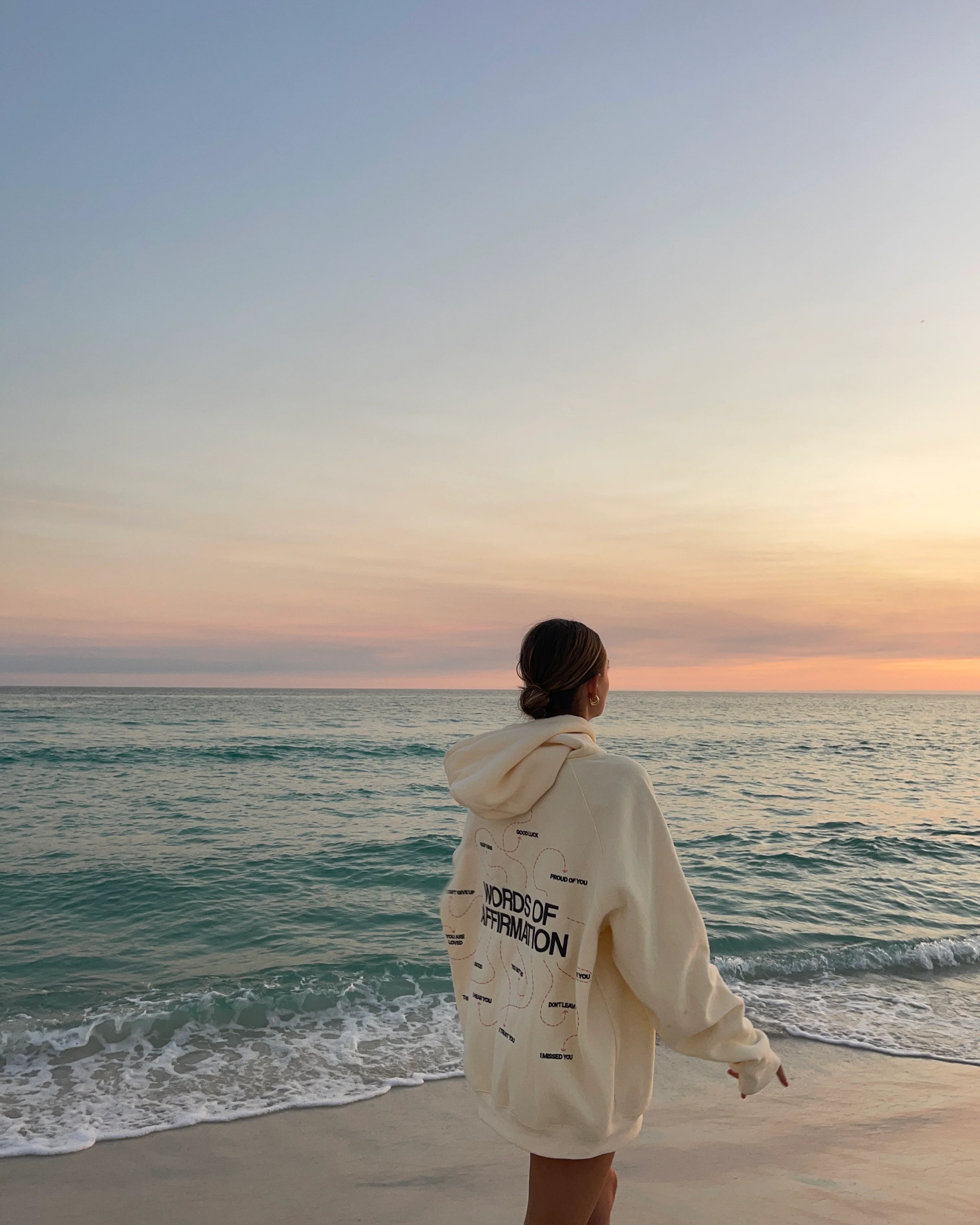 "Words of Affirmation" Oversized Lux Hoodie in Cream - Image 9