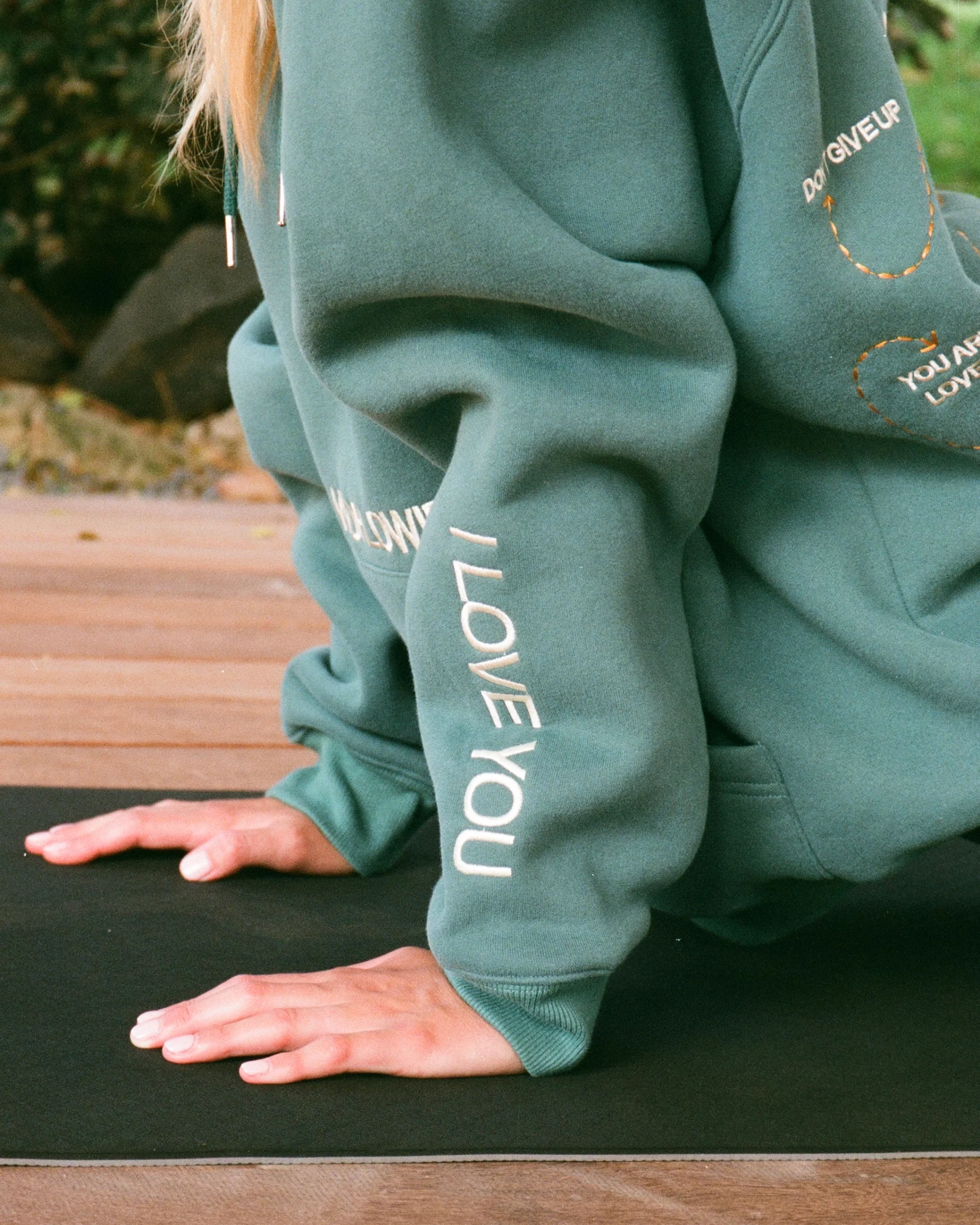 "Words of Affirmation" Oversized Lux Hoodie in Green - Image 4