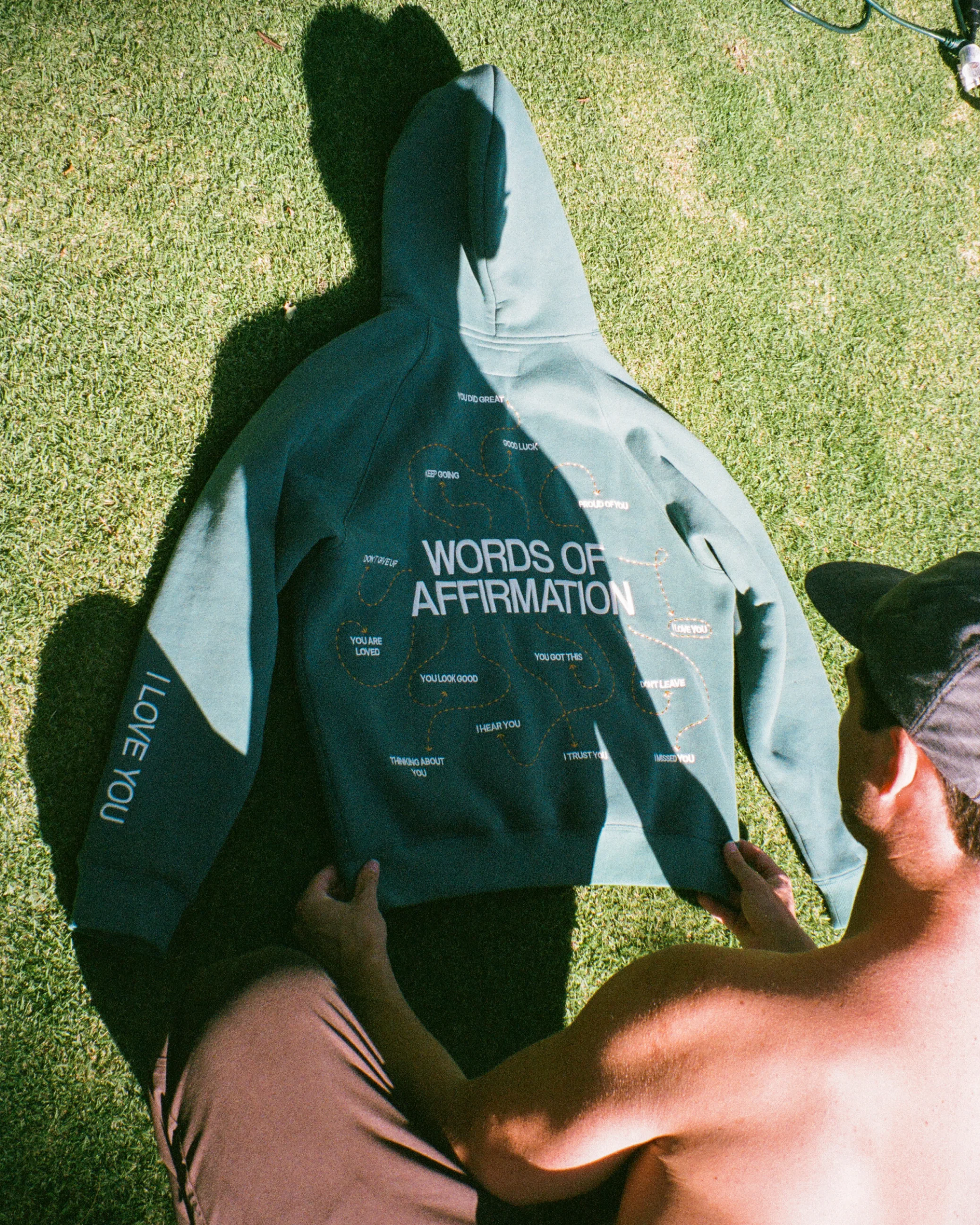"Words of Affirmation" Oversized Lux Hoodie in Green - Image 5