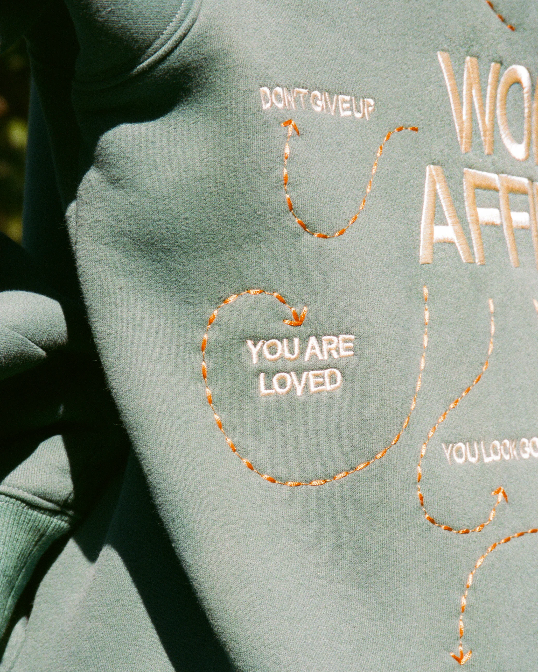 "Words of Affirmation" Oversized Lux Hoodie in Green - Image 6